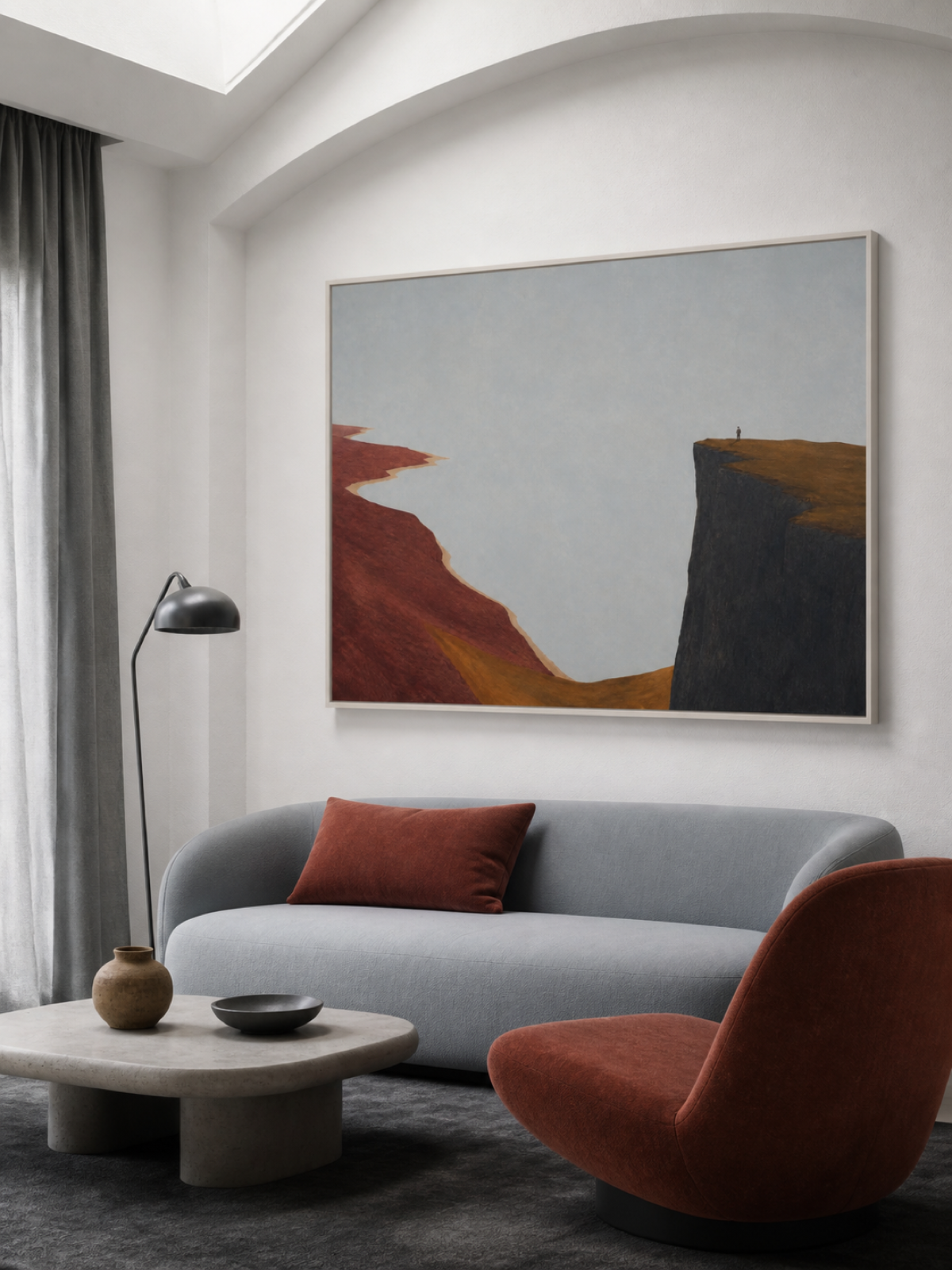 Large Winding Coastline Between Mountain Cliffs Canvas Art For Bedroom
