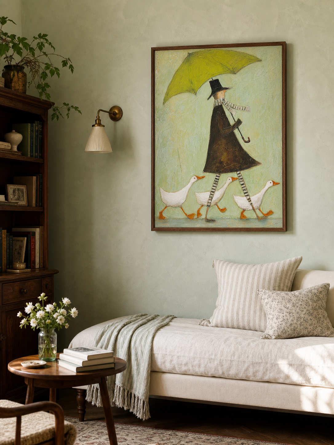 Handmade Minimalist People Canvas Artwork Organic Modern Decor Framed Painting