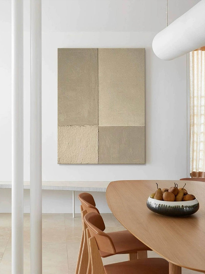 Large Beige Abstract Painting Beige Textured Wall Art Contemporary Minimalist Painting