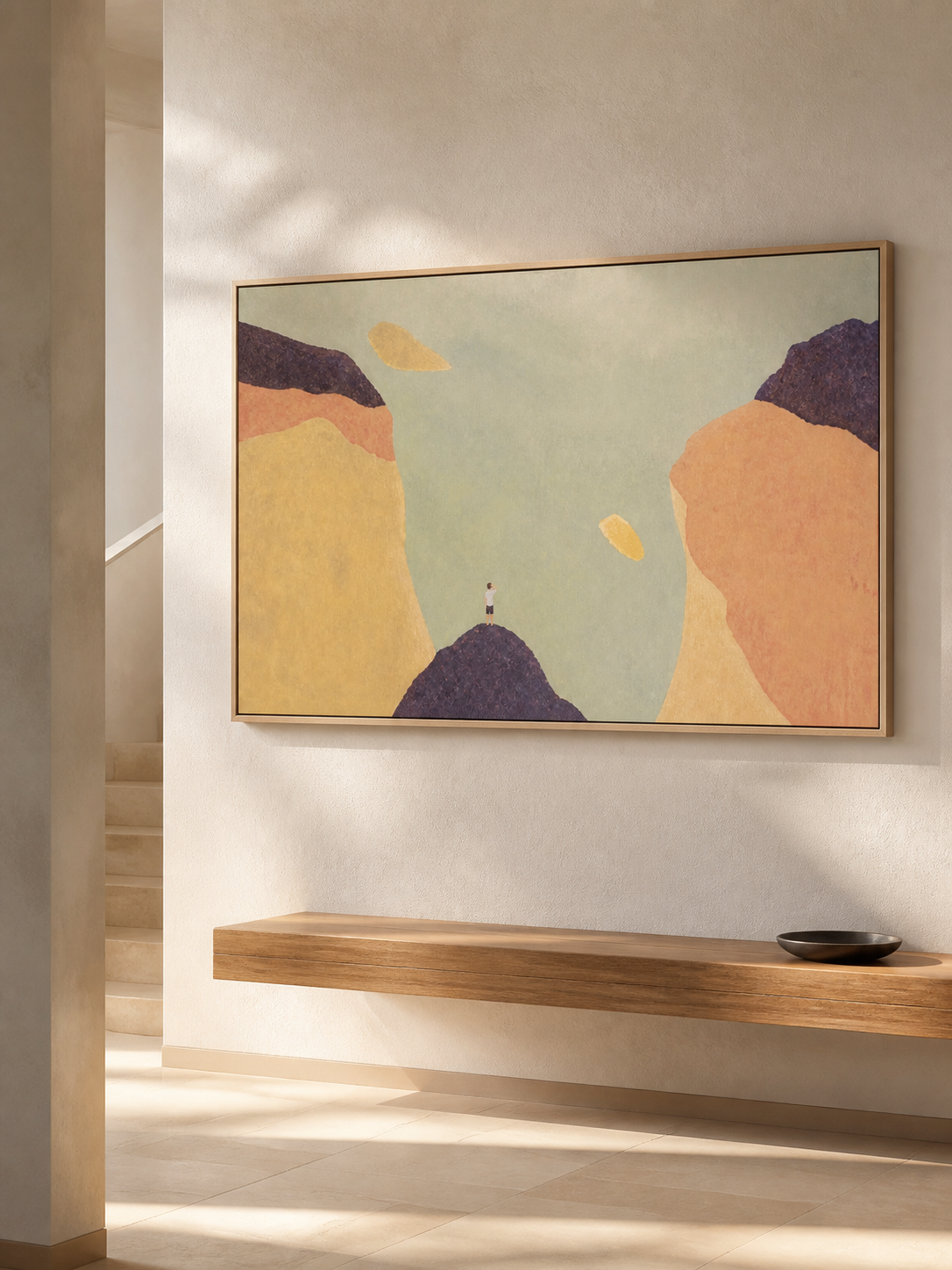 Minimalist Earth Tone Canyon Canvas Art Modern Landscape Wall Decor
