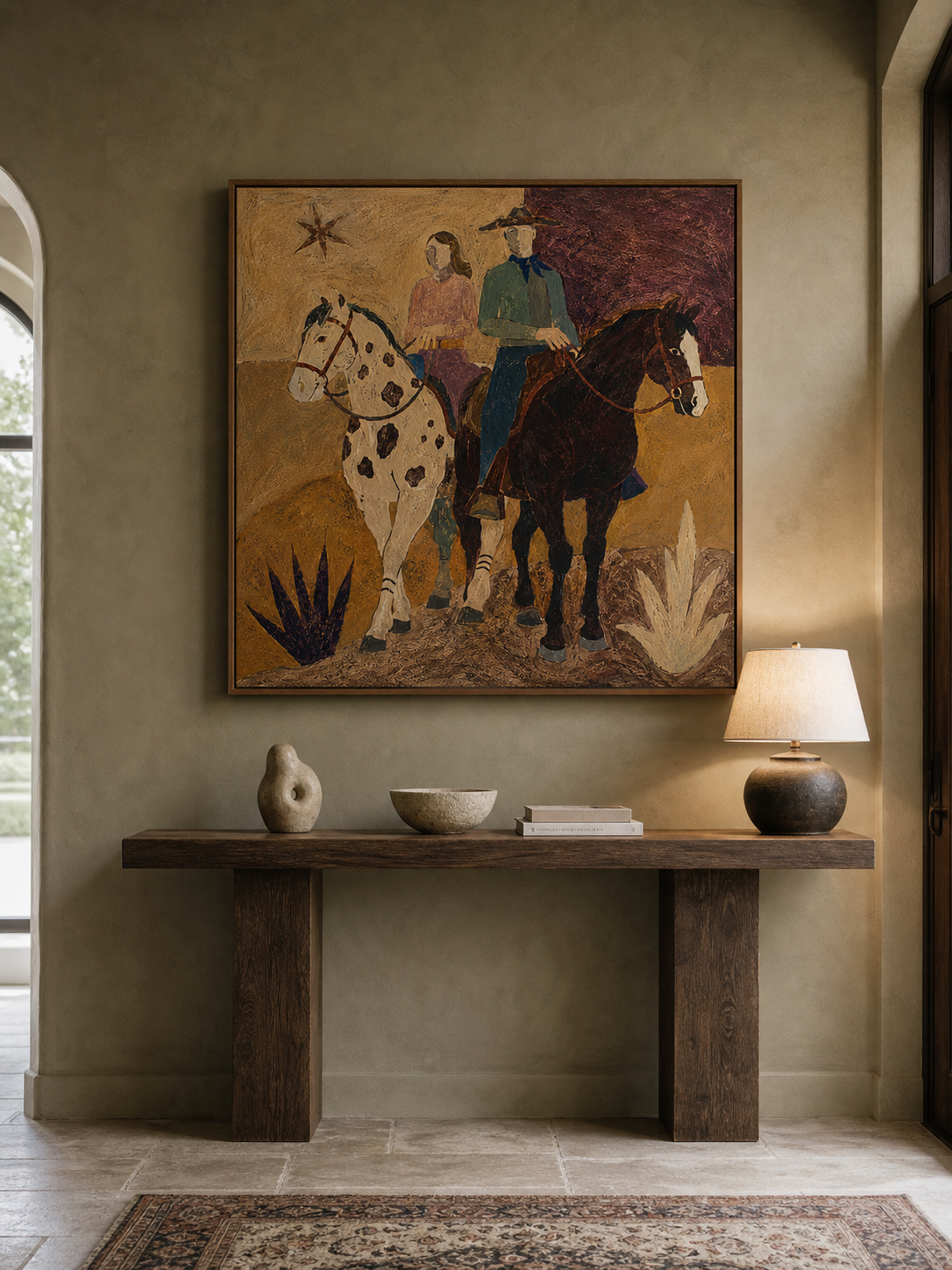 Rustic Horse Couple Painting Original Oil Art For Living Room Decor
