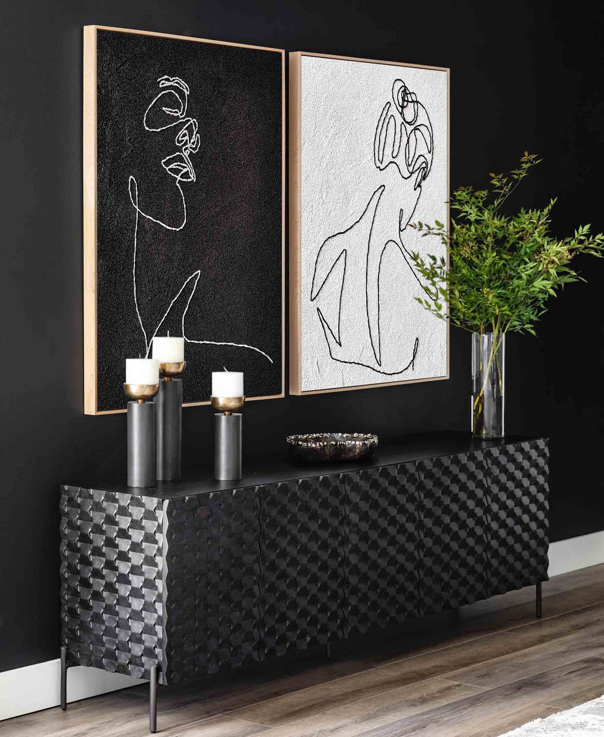 2 Piece Female Minimalist Line Canvas Art Set Of 2 Black And White ...