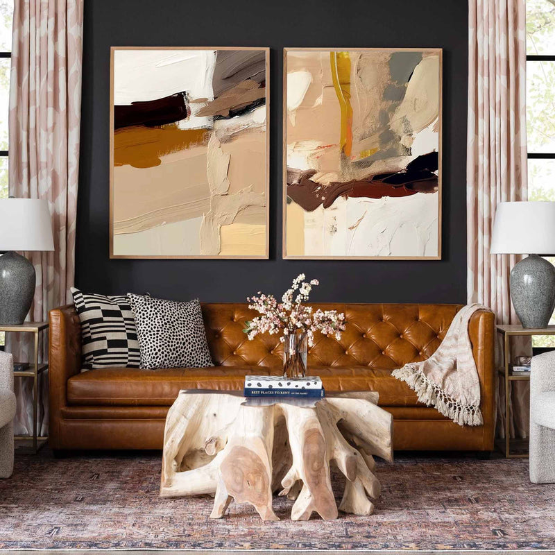 2 Piece Sets Texture Abstract Minimalist Canvas Painting Acrylic Framed Large For Living Room