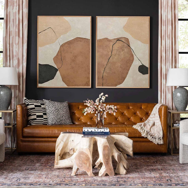 Large Geometric Minimalist Abstract Art Set Of 2 Minimalist Acrylic Painting Brown And Black For Living Room