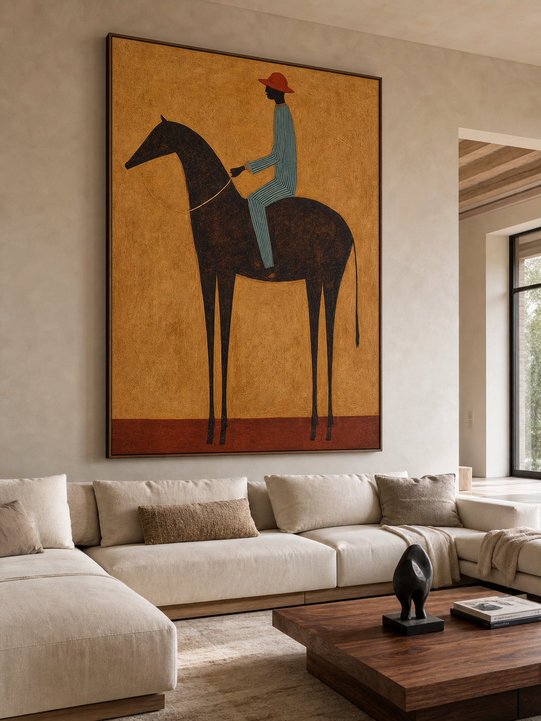 Original Equestrian Oil Painting Canvas Handmade Minimalist Rider Oil Painting