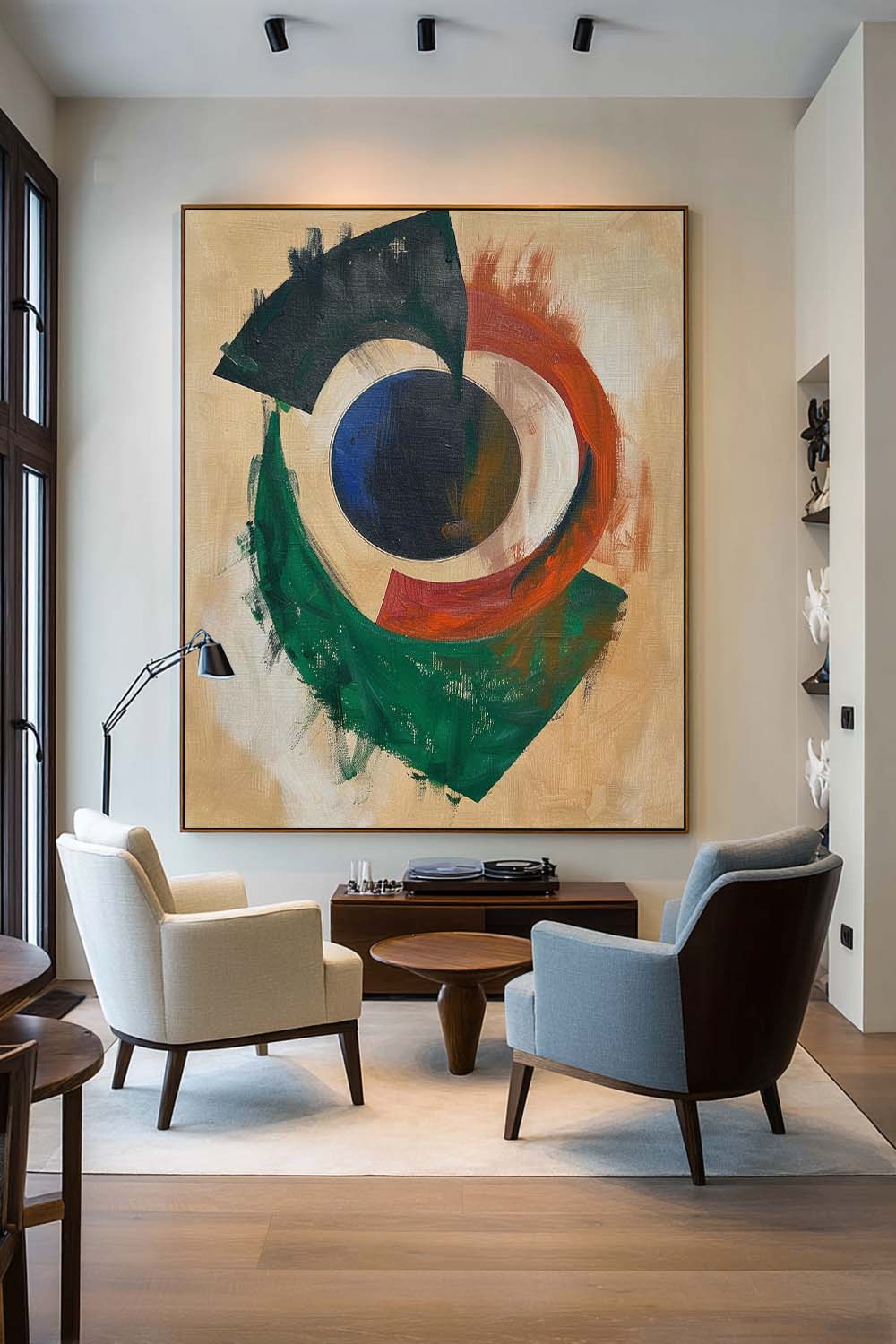 Large Green and Red Geometric Abstract Wall Art Green and Red Color Block Geometric Abstract Canvas Art Minimalist Geometric Wall Art