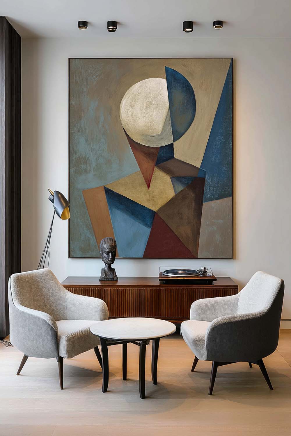 Geometric Round Head Abstract Painting Handmade Abstract Geometry Portrait Art Circular Head Geometric Art On Canvas
