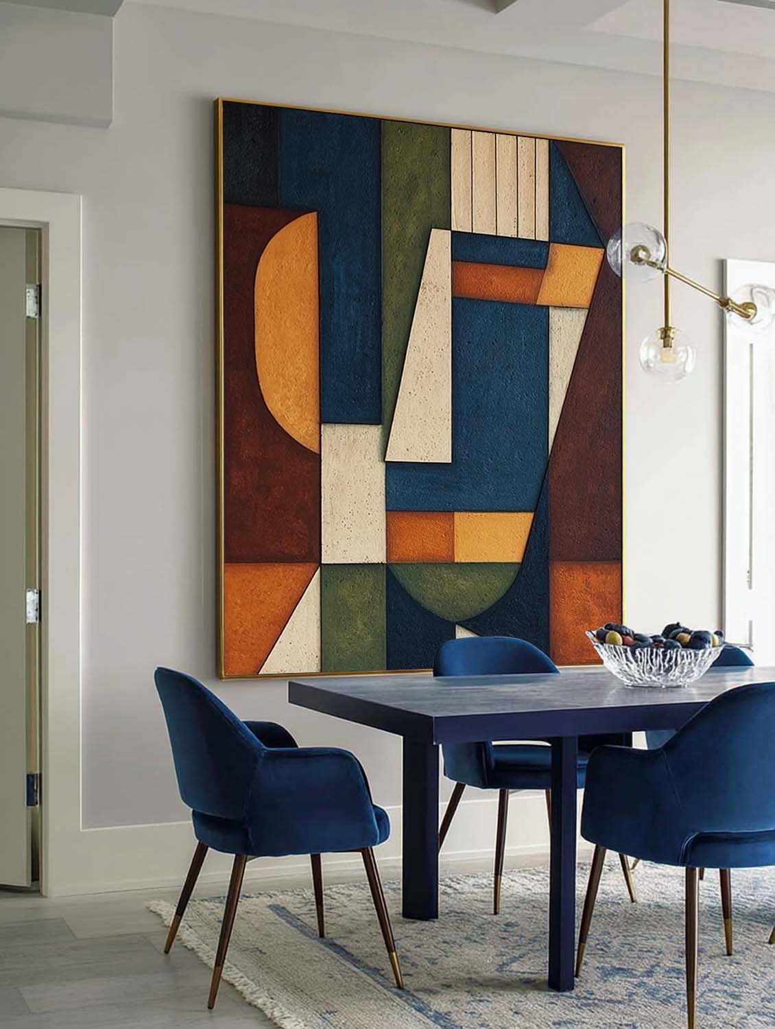 Geometric Face Abstract Oil Painting Color Block Minimalist Face Artwork Large Geometric Portrait Oil Painting