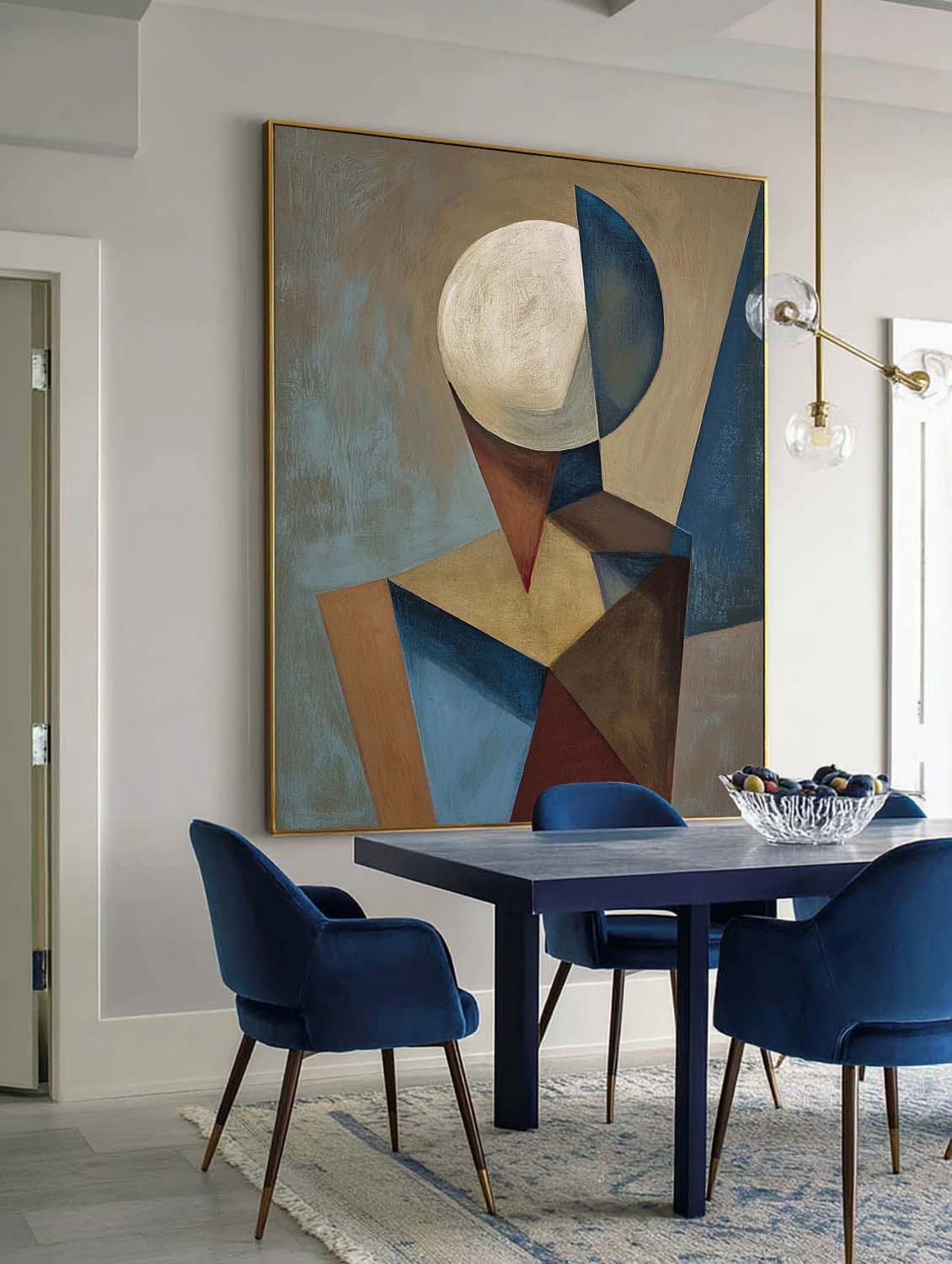 Geometric Round Head Abstract Painting Handmade Abstract Geometry Portrait Art Circular Head Geometric Art On Canvas