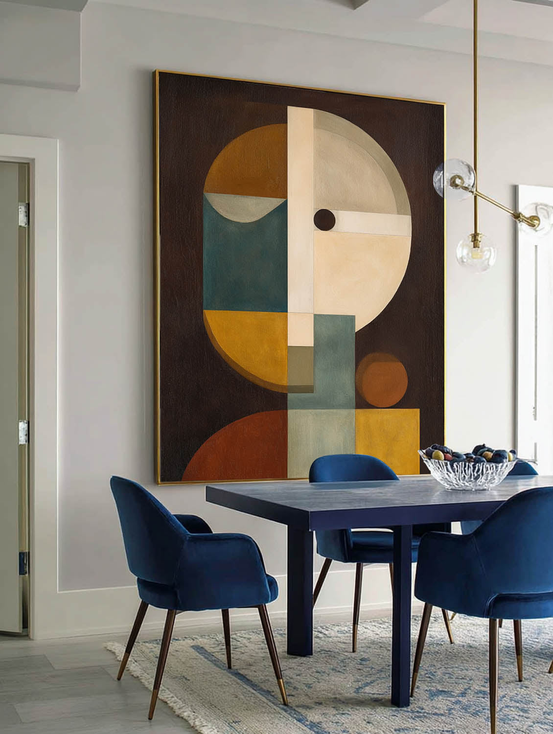 Modern Abstract Round Face Oil Painting Original Minimalist Face Artwork Large Colorful Face Abstract Painting