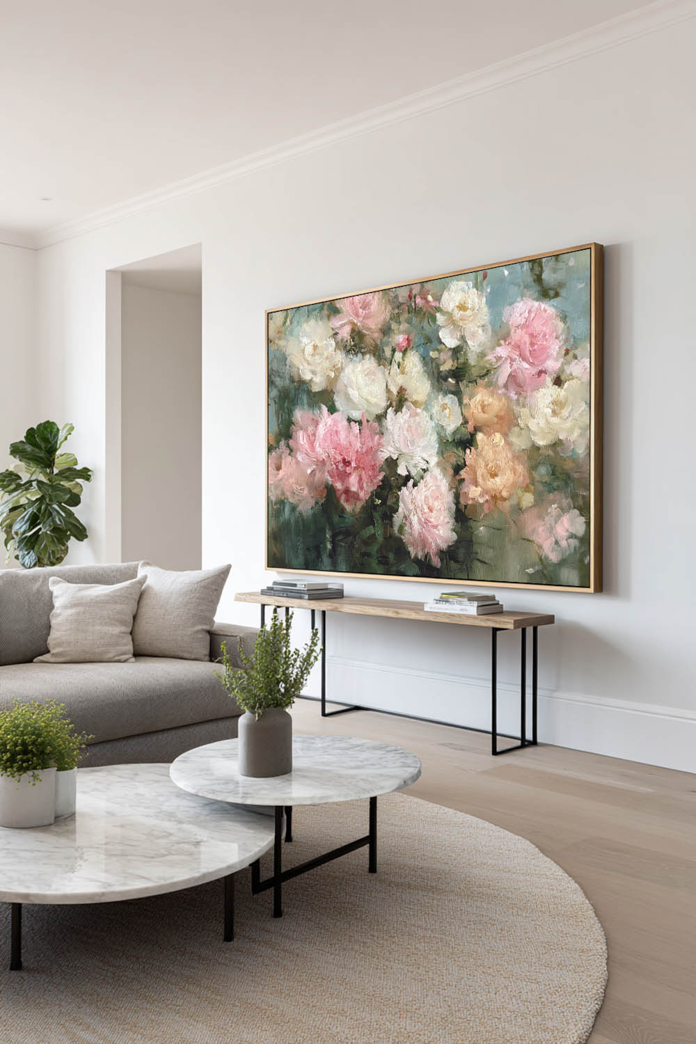 Original Abstract Peony Flower Oil Painting Minimalist Abstract Floral Oil Painting On Canvas Large White And Pink Peony Wall Art