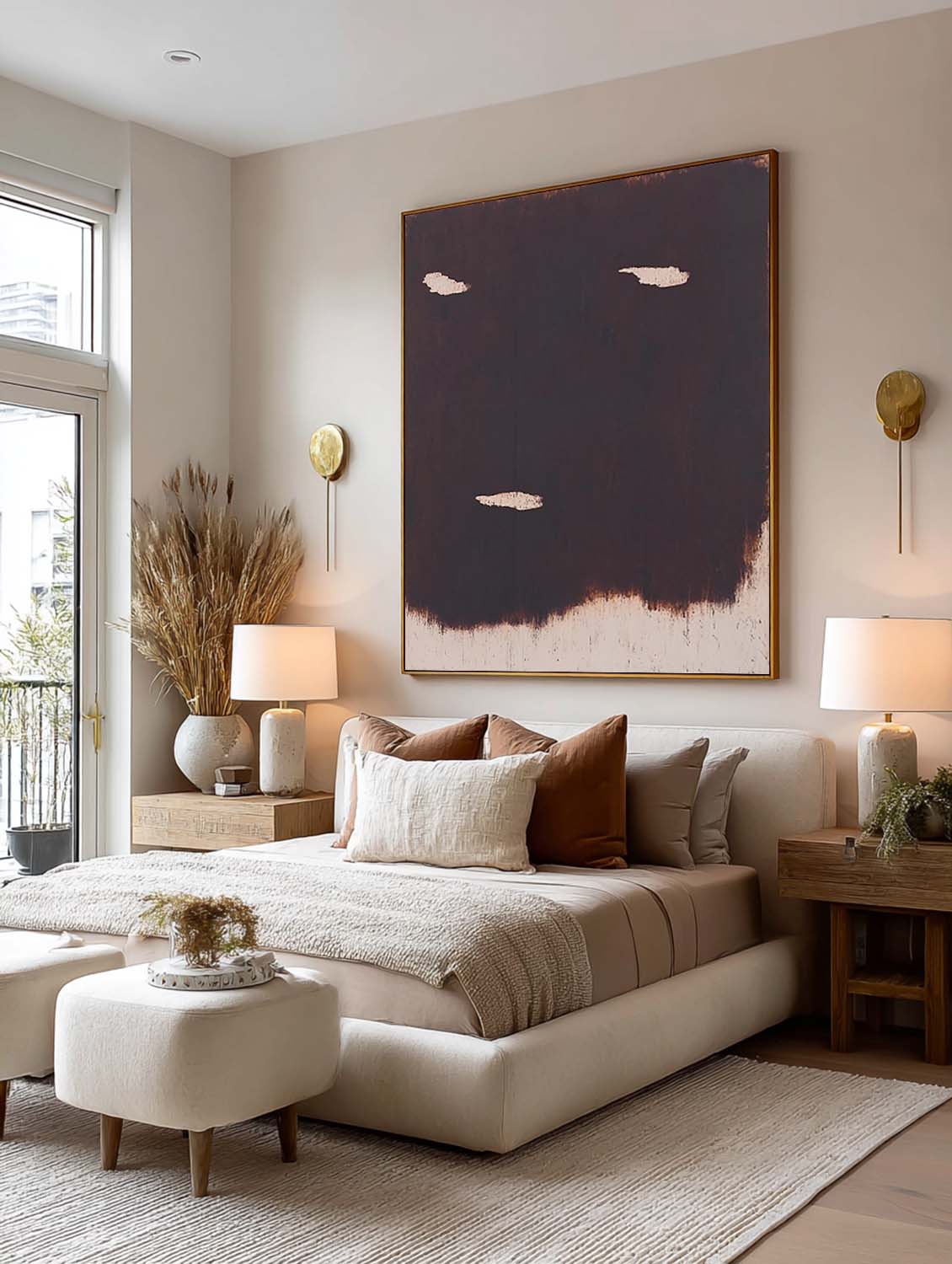 Dark Brown Minimalist Abstract Painting Contemporary Brown Abstract Wall Art Large Dark Brown Abstract Oil Painting