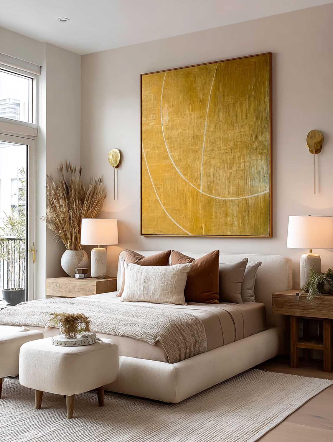 Modern Yellow Abstract Line Painting Large Yellow Abstract Line Wall Art Handmade Yellow Abstract Art On Canvas