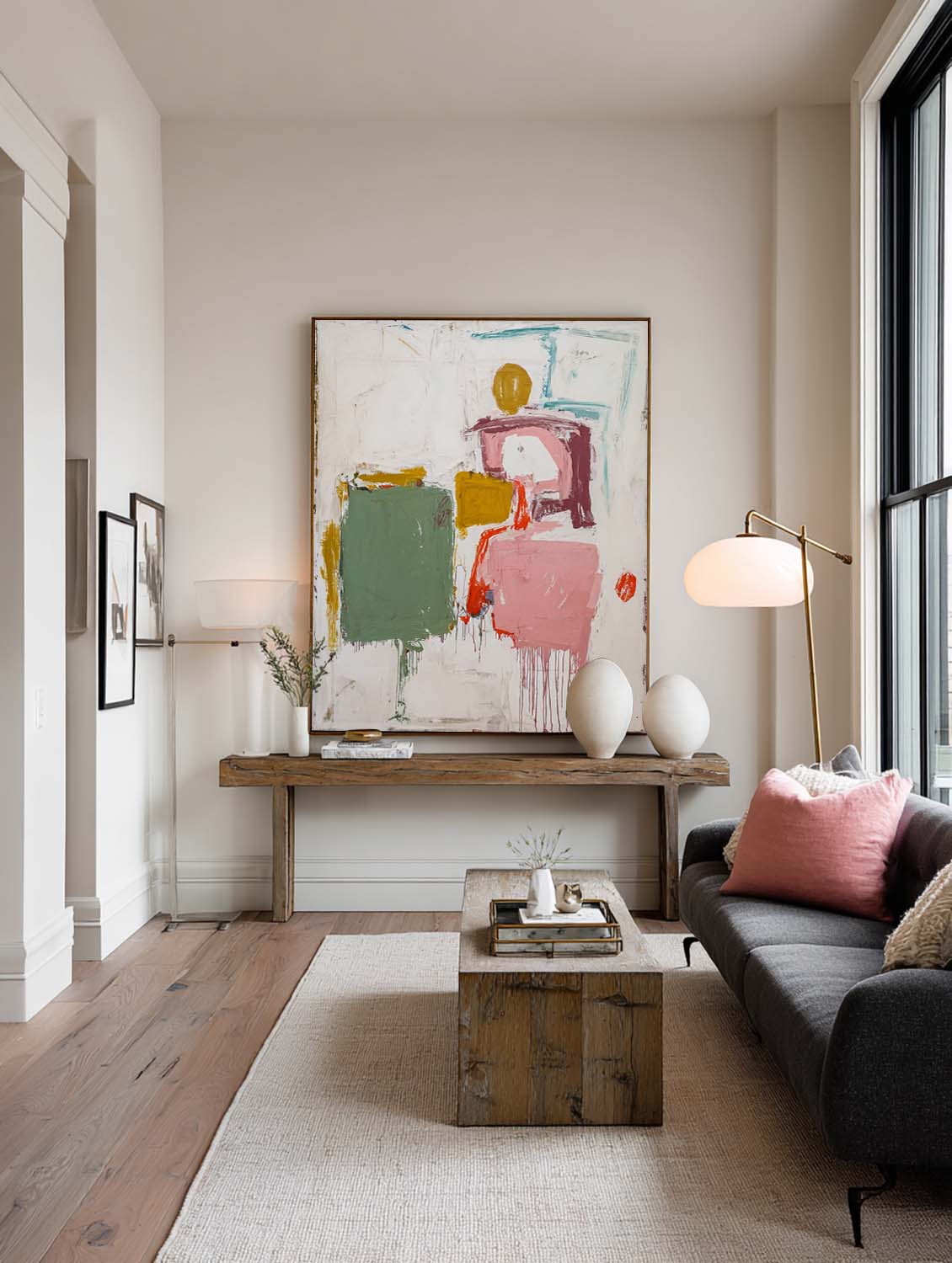 Modern Multicolor Minimalist Abstract Oil Painting Large Colorful Wall Art Original Textured Oil Artwork For Living Room Decor