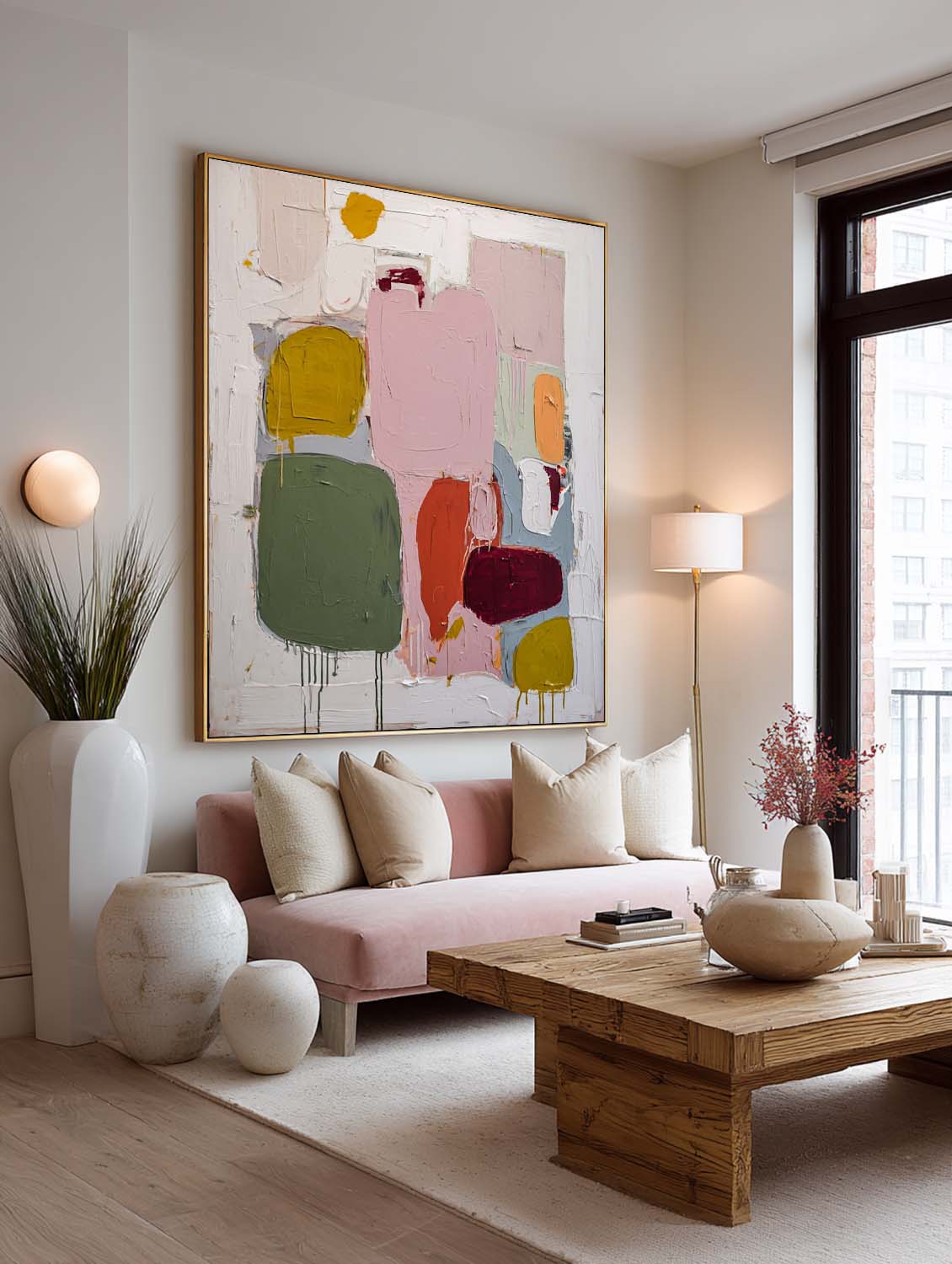 Large Multicolor Minimalist Abstract Painting On Canvas Colorful Abstract Texture Painting Contemporary Multicolor Abstract Painting