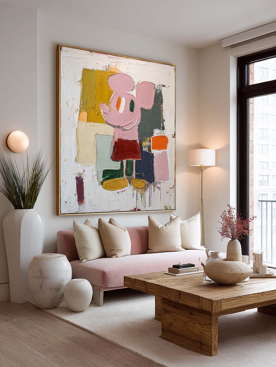 Modern Minimalist Mickey Abstract Oil Painting Large Abstract Mickey Wall Art Contemporary Mickey Abstract Painting