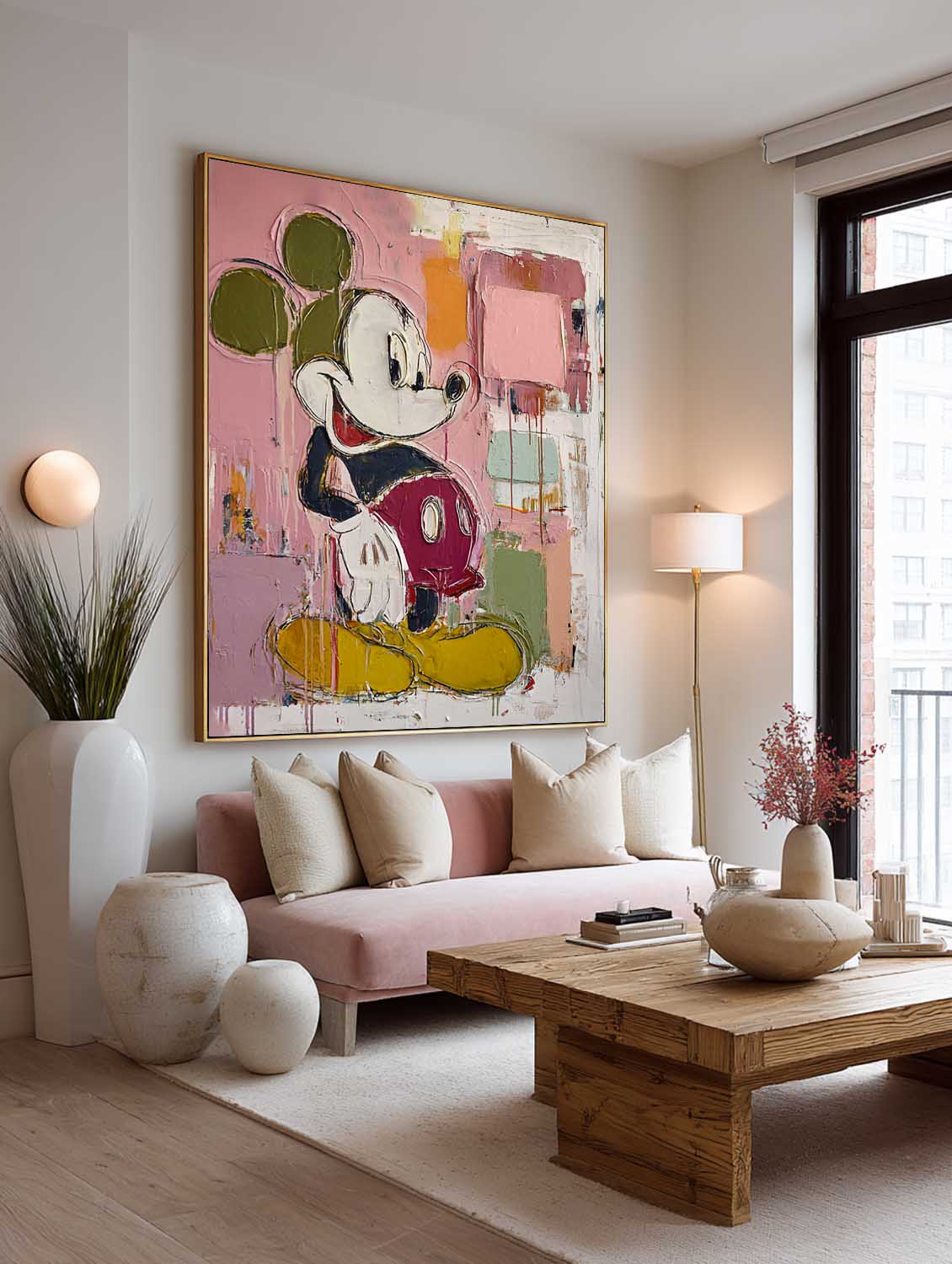 Original Mickey Abstract Painting Large Colorful Mickey Wall Art Original Textured Mickey Abstract Artwork