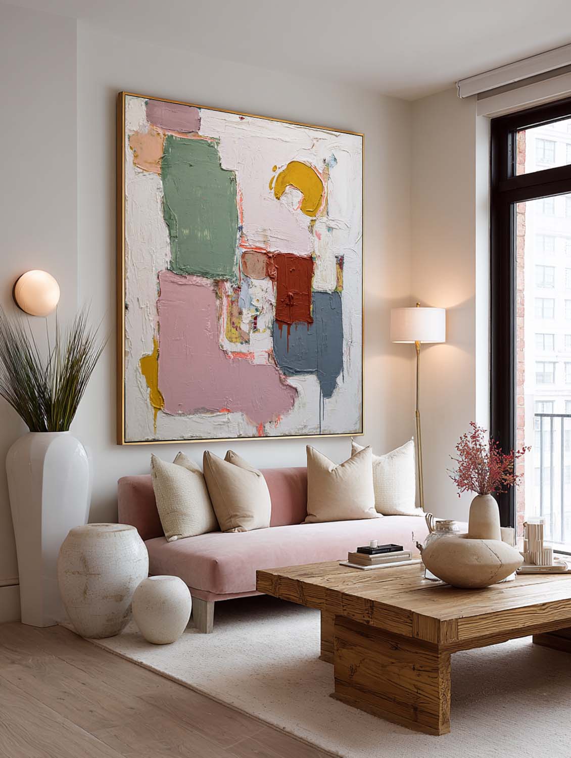 Minimalist Multicolor Abstract Oil Painting Hand-Painted Multicolor Canvas Artwork Handmade Abstract Wall Art