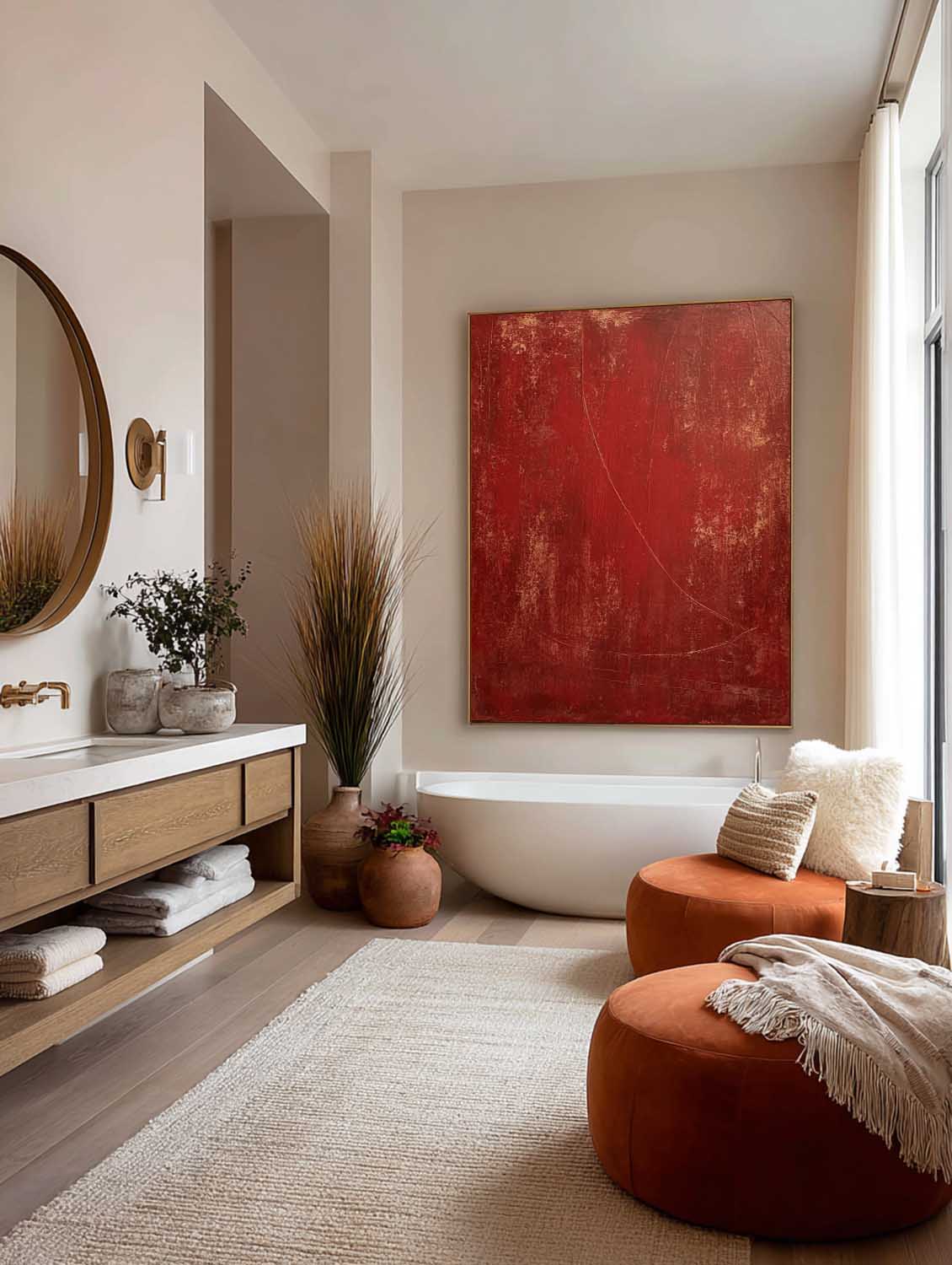 Handmade Red Textured Abstract Wall Art Original Red Abstract Canvas Art Modern Red Painting On Canvas