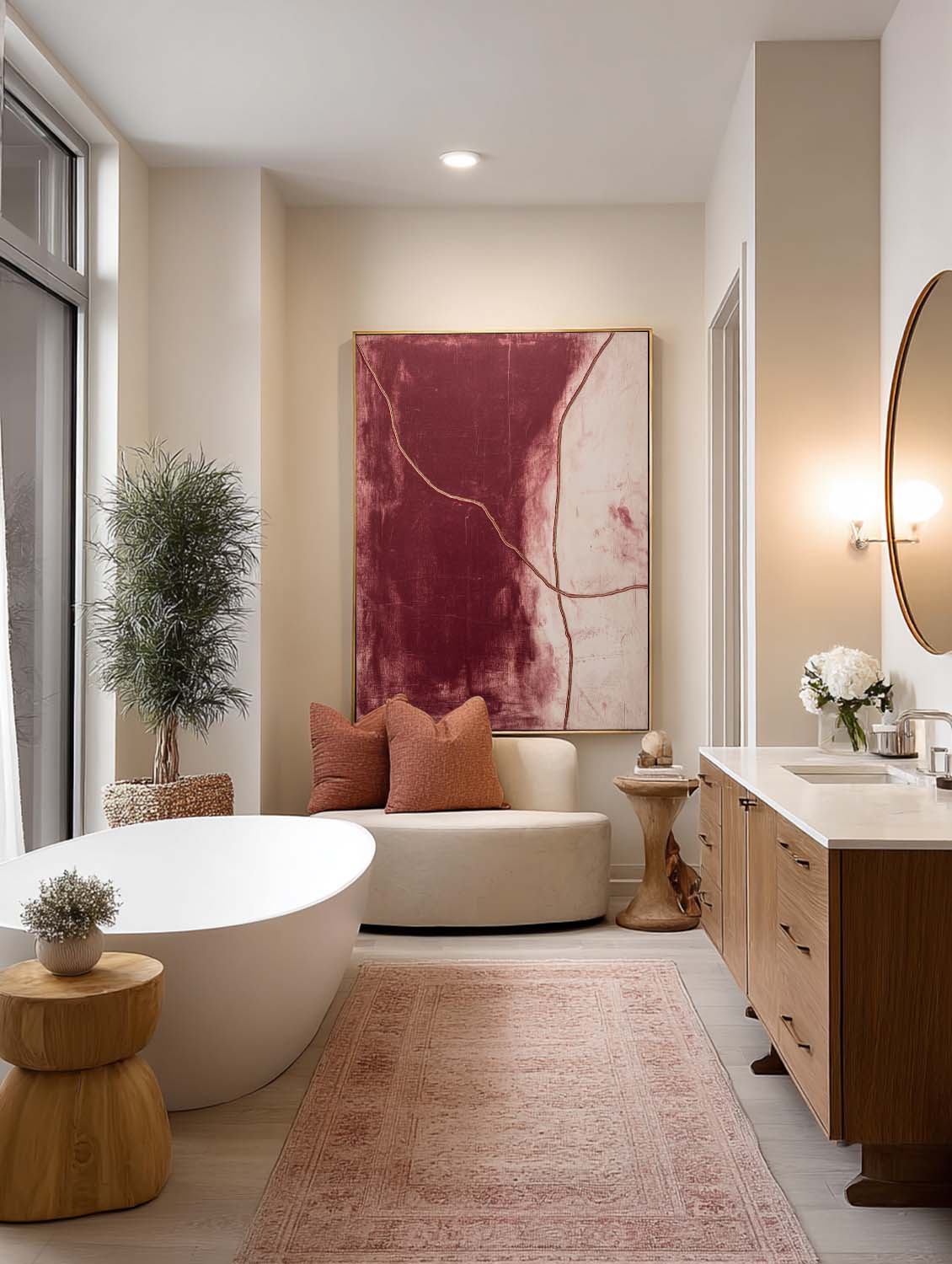 Large Red Abstract Painting original Red Abstract Wall Art Burgundy Abstract Painting for Wall Decor