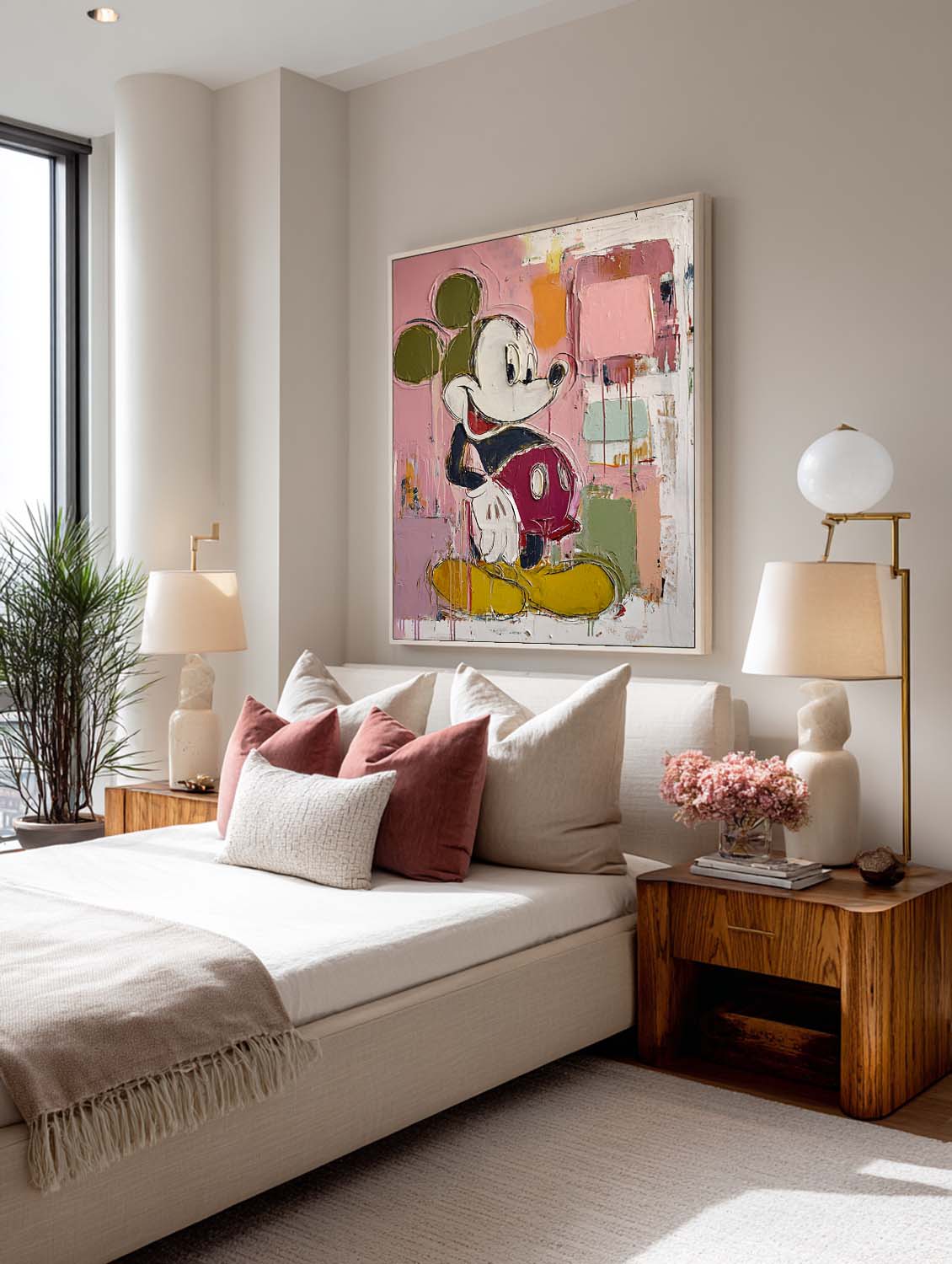Original Mickey Abstract Painting Large Colorful Mickey Wall Art Original Textured Mickey Abstract Artwork