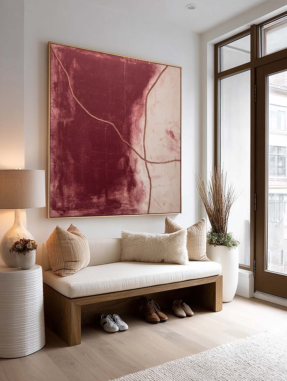 Large Red Abstract Painting original Red Abstract Wall Art Burgundy Abstract Painting for Wall Decor