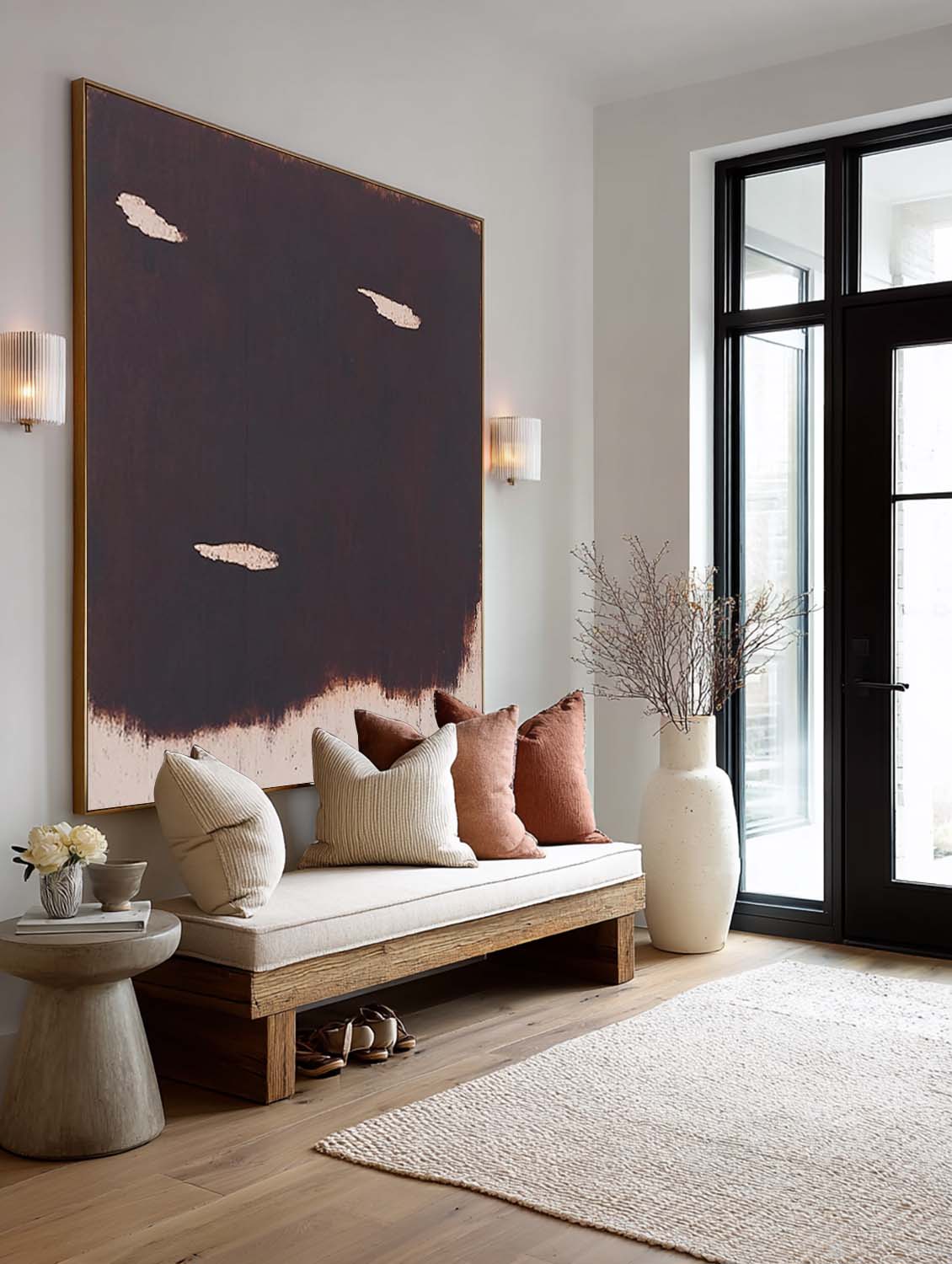 Dark Brown Minimalist Abstract Painting Contemporary Brown Abstract Wall Art Large Dark Brown Abstract Oil Painting