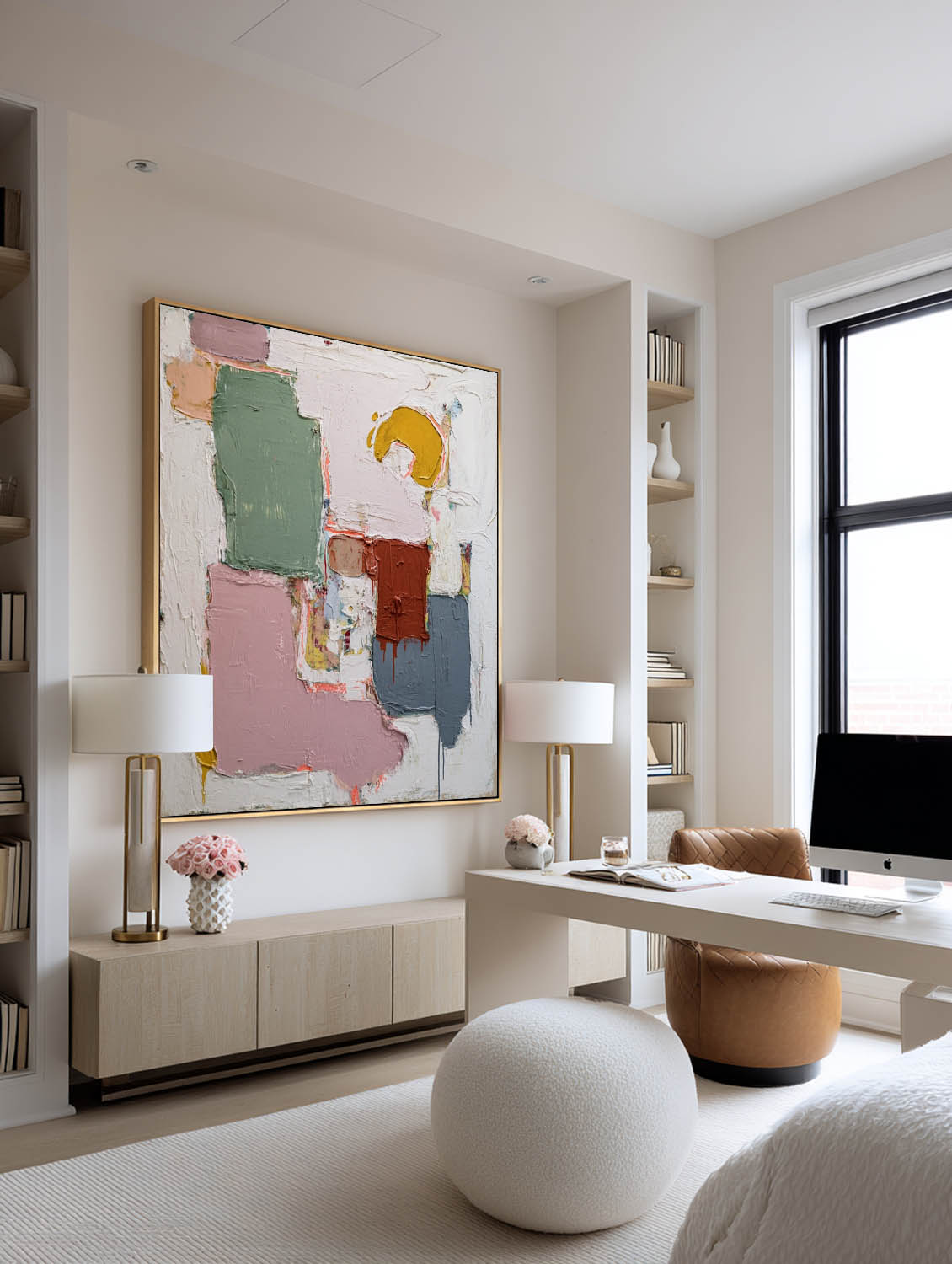 Minimalist Multicolor Abstract Oil Painting Hand-Painted Multicolor Canvas Artwork Handmade Abstract Wall Art