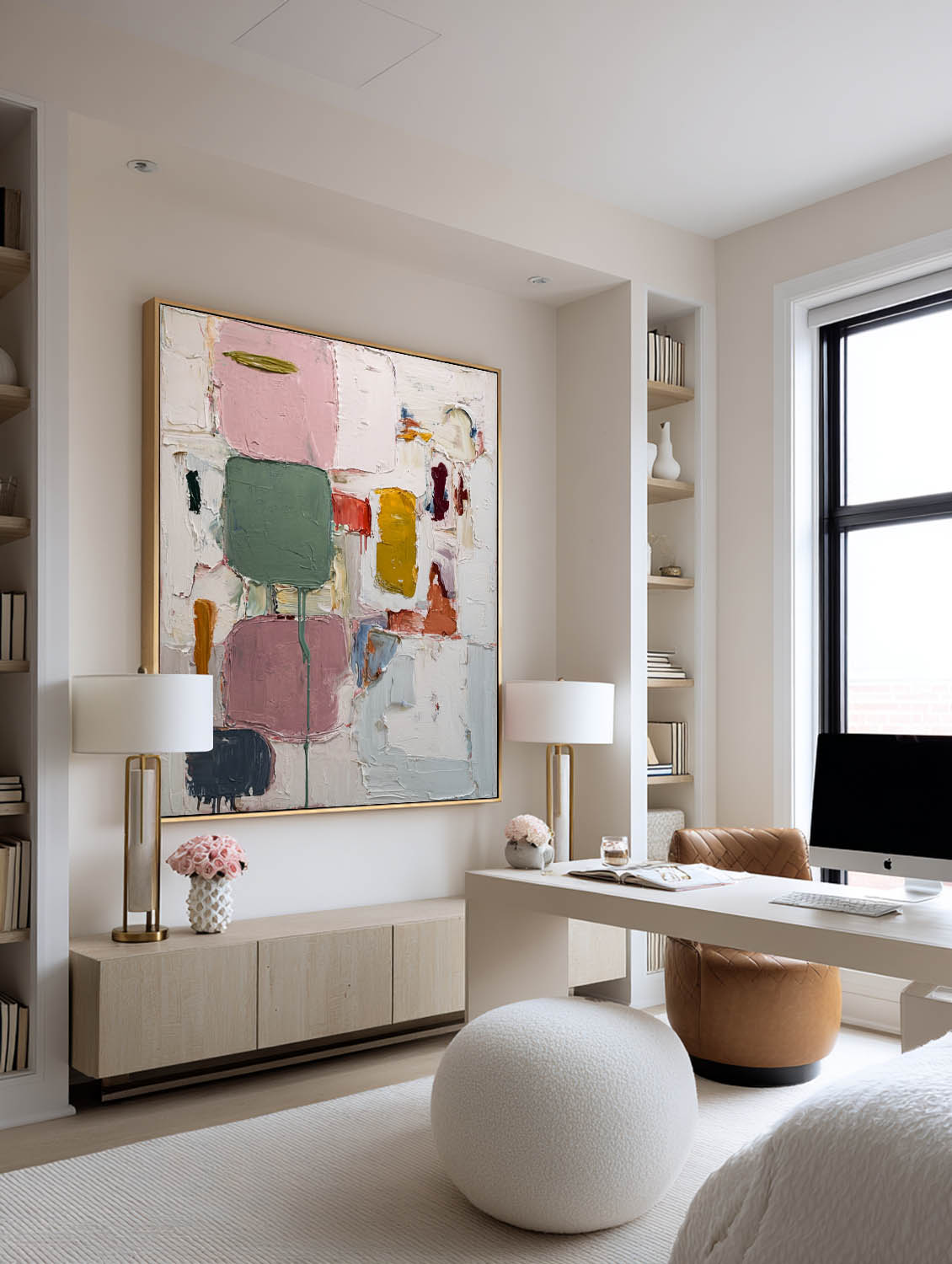 Vertical Multicolor Abstract Oil Painting Large Colorful Textured Abstract Painting Handmade Vertical Abstract Painting