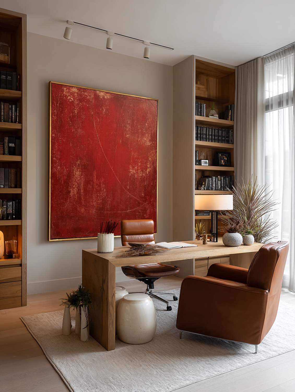 Handmade Red Textured Abstract Wall Art Original Red Abstract Canvas Art Modern Red Painting On Canvas