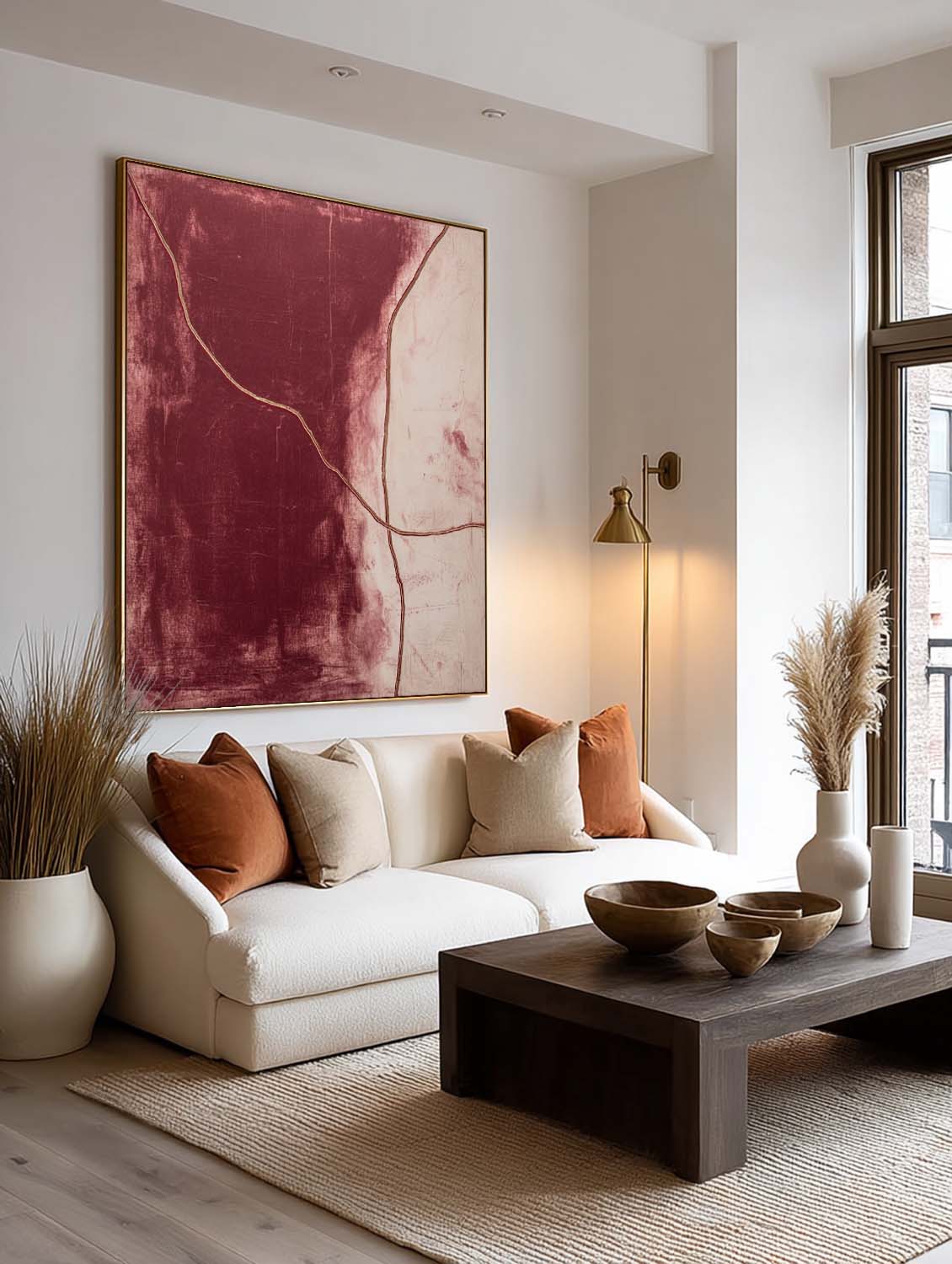 Large Red Abstract Painting original Red Abstract Wall Art Burgundy Abstract Painting for Wall Decor