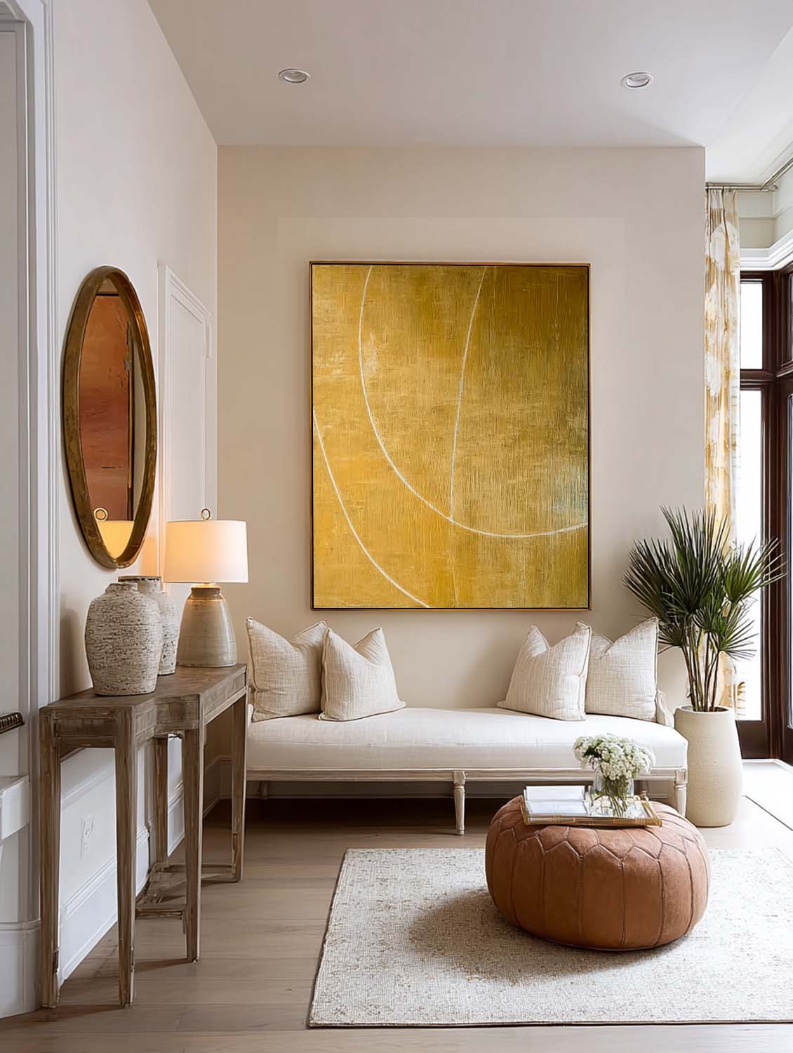 Modern Yellow Abstract Line Painting Large Yellow Abstract Line Wall Art Handmade Yellow Abstract Art On Canvas