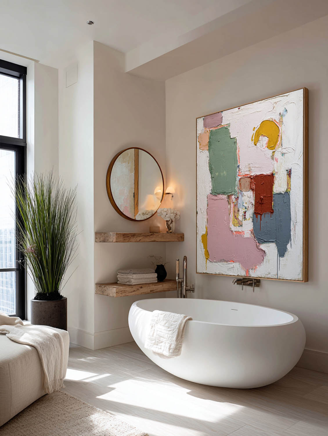 Minimalist Multicolor Abstract Oil Painting Hand-Painted Multicolor Canvas Artwork Handmade Abstract Wall Art