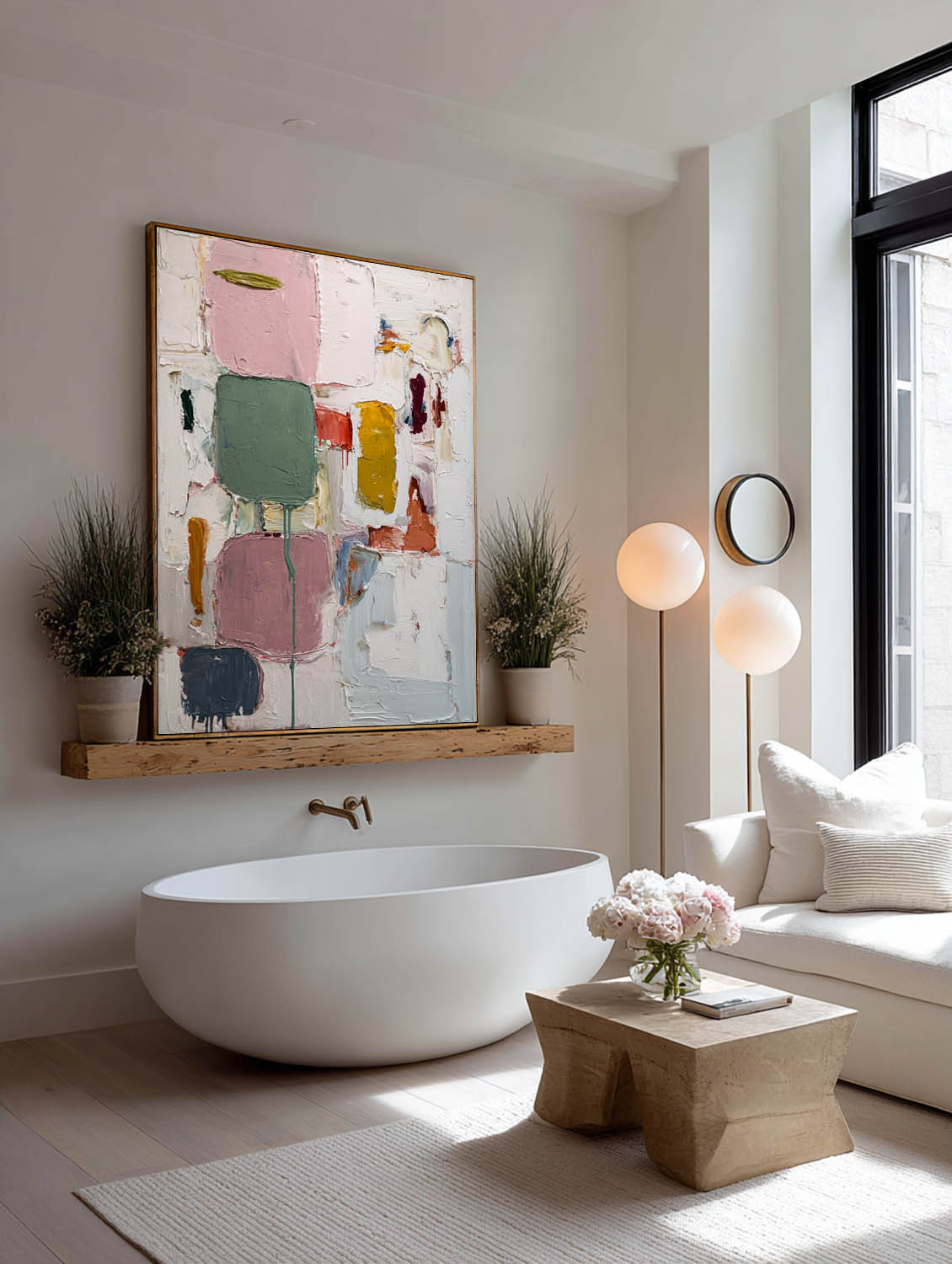 Vertical Multicolor Abstract Oil Painting Large Colorful Textured Abstract Painting Handmade Vertical Abstract Painting