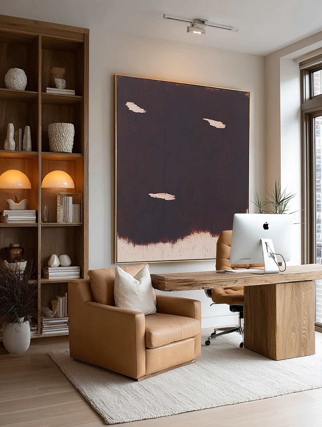 Dark Brown Minimalist Abstract Painting Contemporary Brown Abstract Wall Art Large Dark Brown Abstract Oil Painting