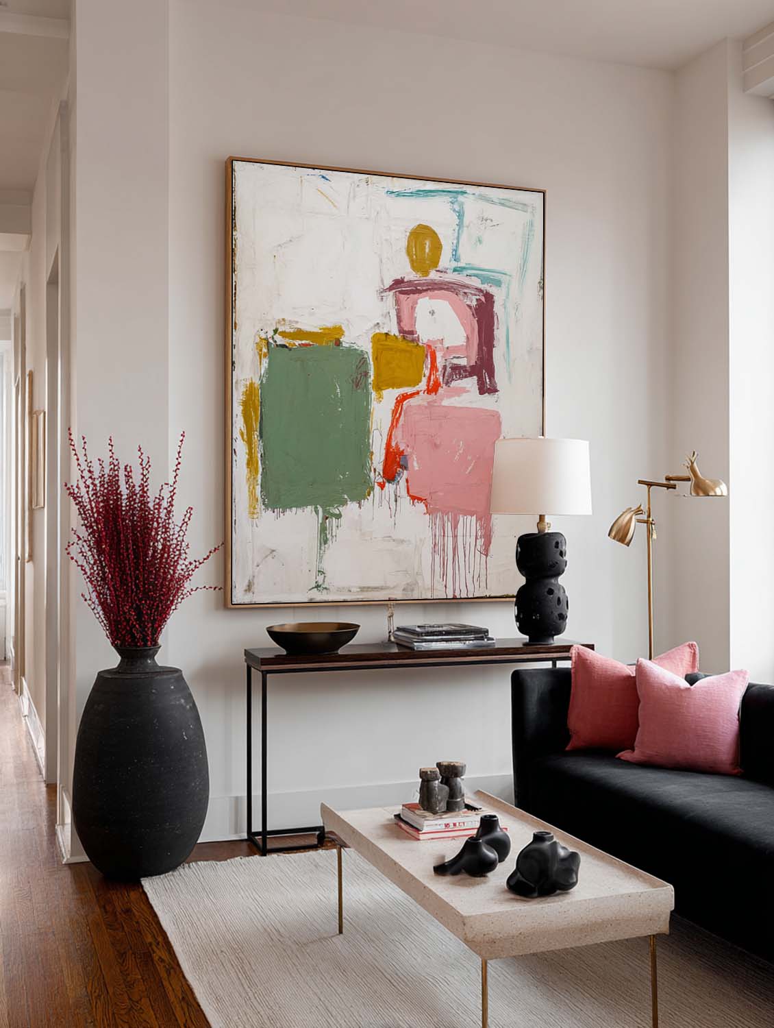 Modern Multicolor Minimalist Abstract Oil Painting Large Colorful Wall Art Original Textured Oil Artwork For Living Room Decor