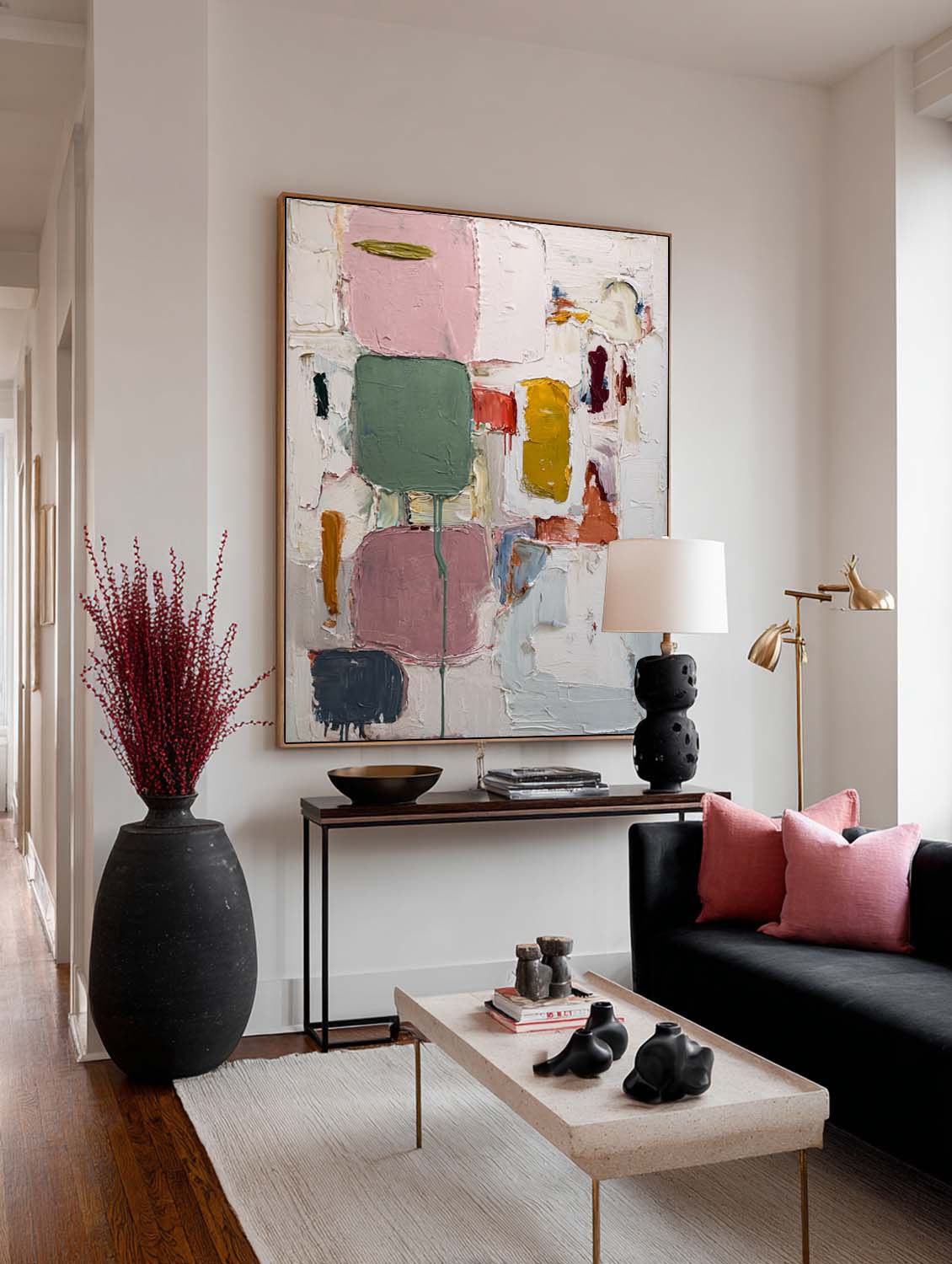 Vertical Multicolor Abstract Oil Painting Large Colorful Textured Abstract Painting Handmade Vertical Abstract Painting