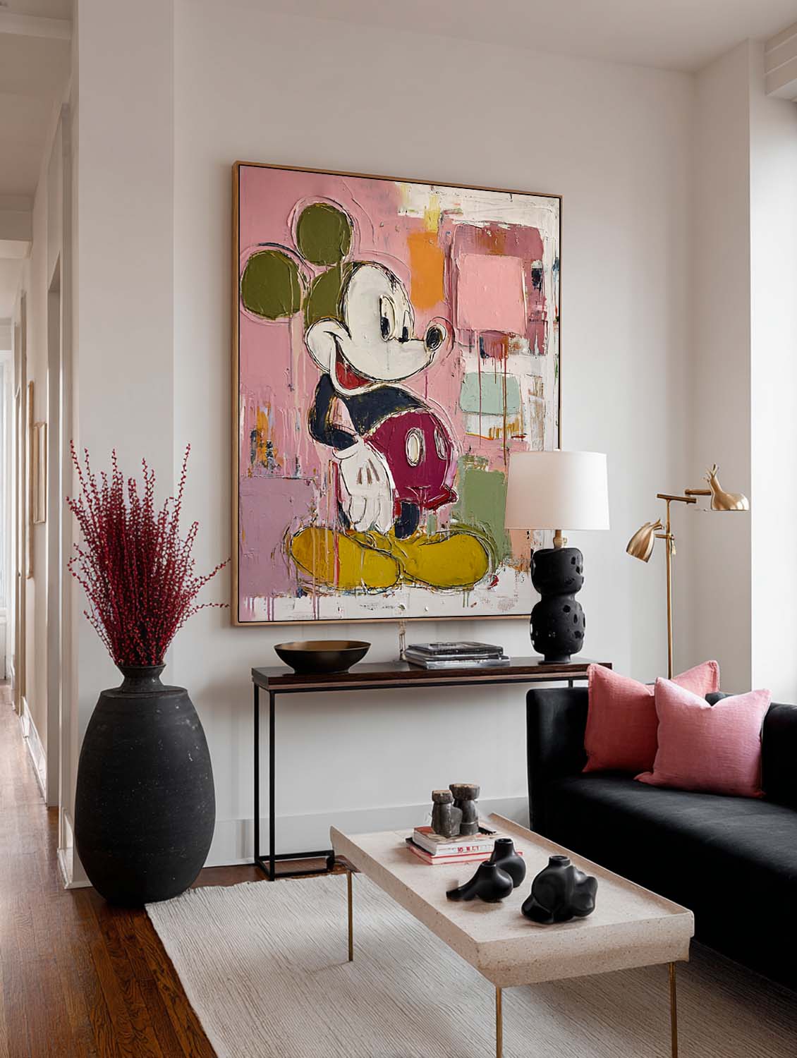 Original Mickey Abstract Painting Large Colorful Mickey Wall Art Original Textured Mickey Abstract Artwork