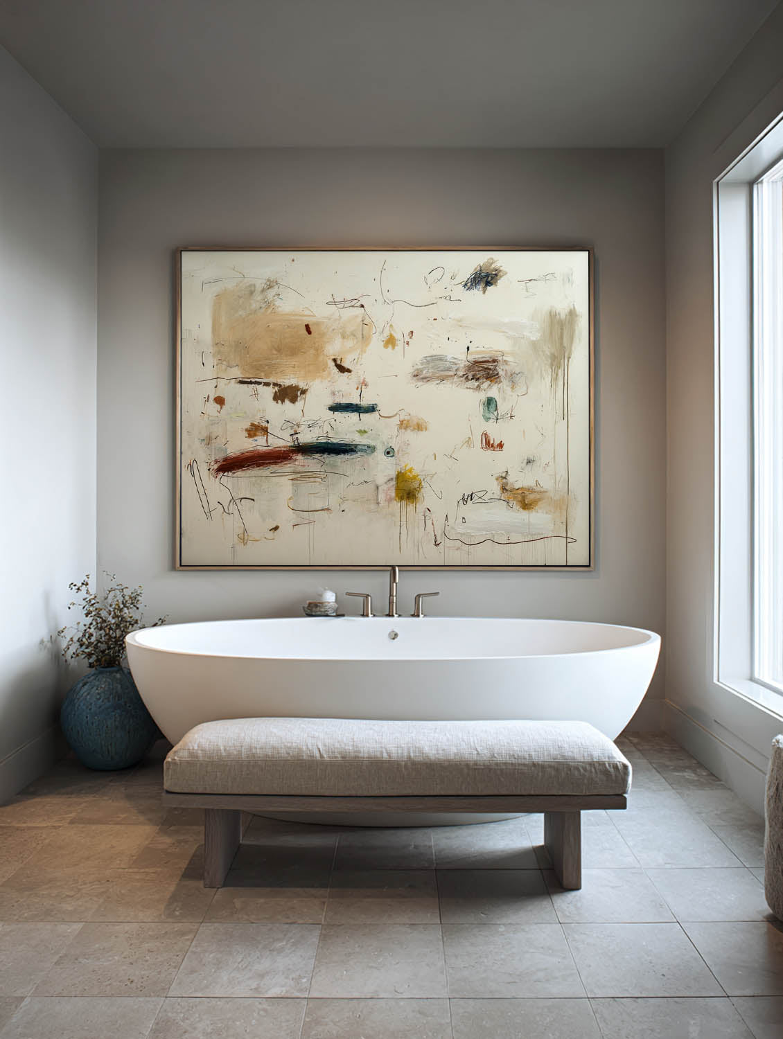 Handmade Neutral Beige Abstract Oil Painting Large Neutral Beige Abstract Canvas Artwork Original Beige Oil Painting