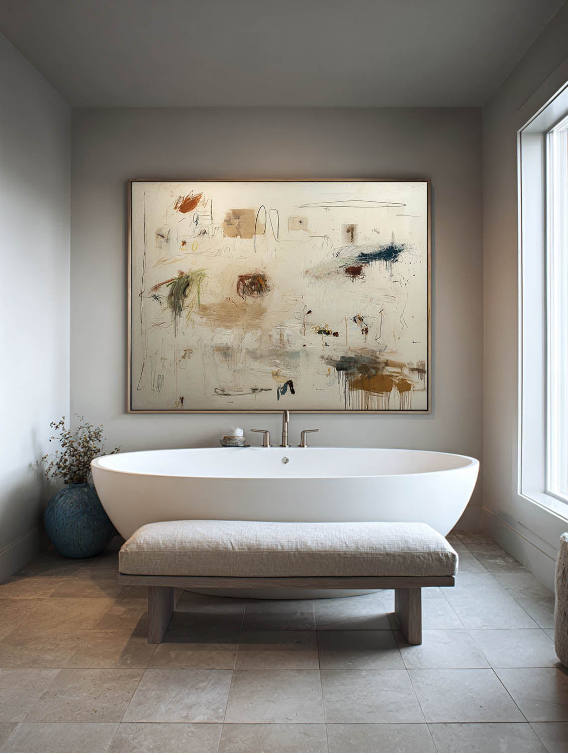Original Beige Minimalist Abstract Painting Large Beige Abstract Graffiti Wall Art Minimalist Beige Canvas Painting