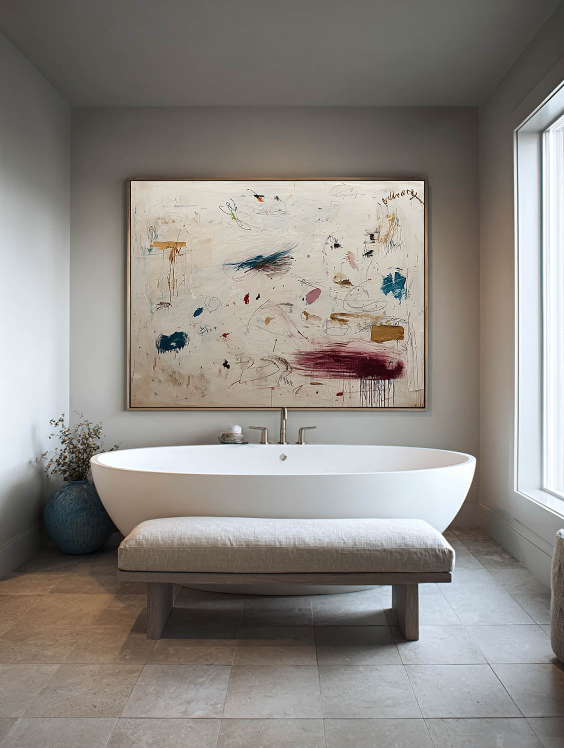 Neutral Gray And Taupe Minimalist Wall Art Contemporary Abstract Cream Artwork Modern Neutral Gray Abstract Painting