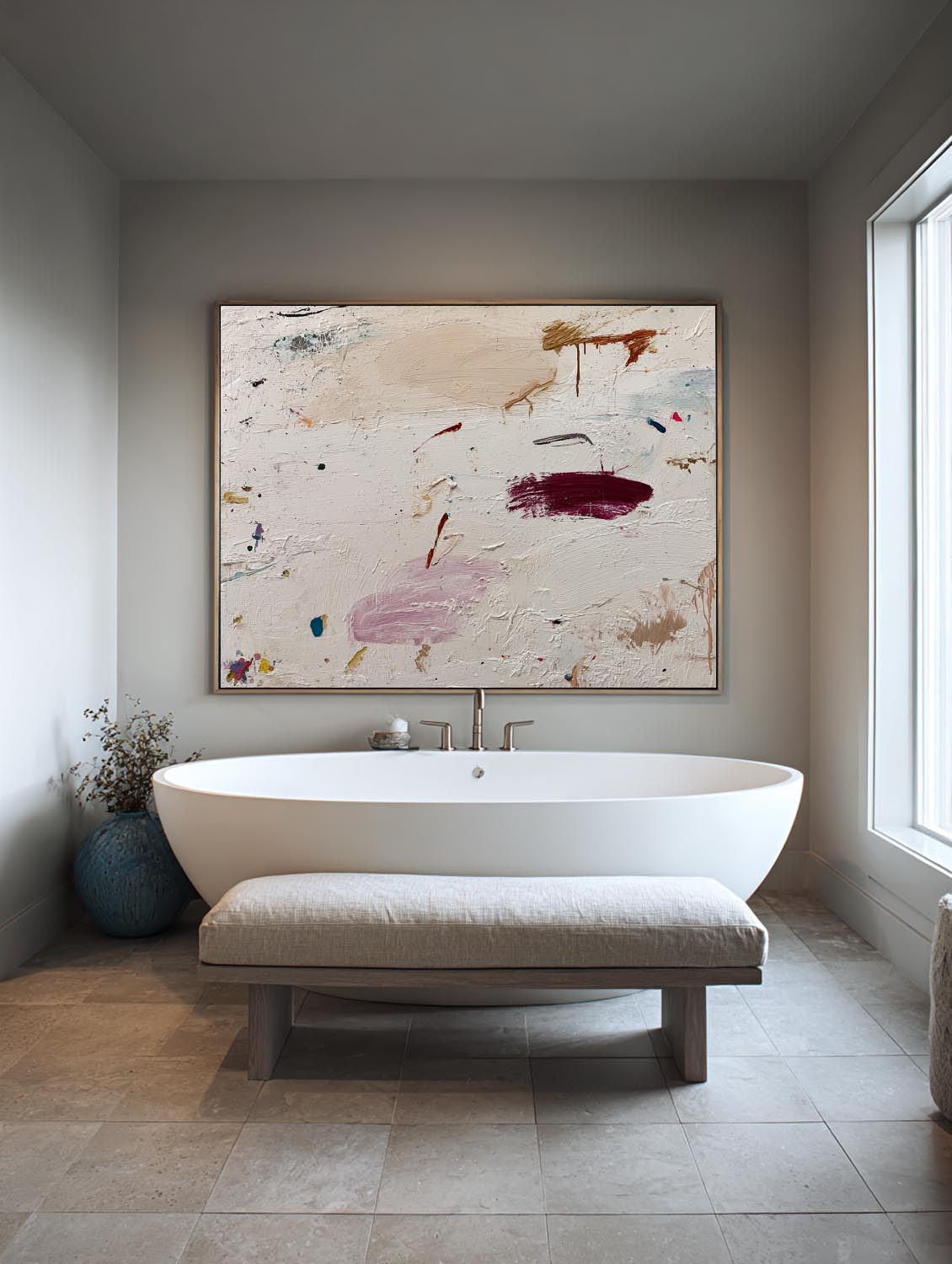 Original Neutral Earth Tones Abstract Painting Minimalist Neutral Beige Abstract Painting Wabi Sabi Beige Textured Oil Painting