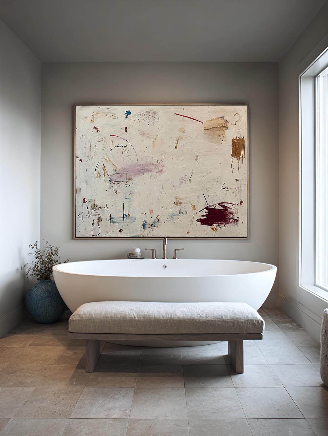 Large Neutral Beige Wall Art On Canvas Handmade Beige-Gray Graffiti Abstract Oil Painting Beige And Gray Abstract Canvas Art