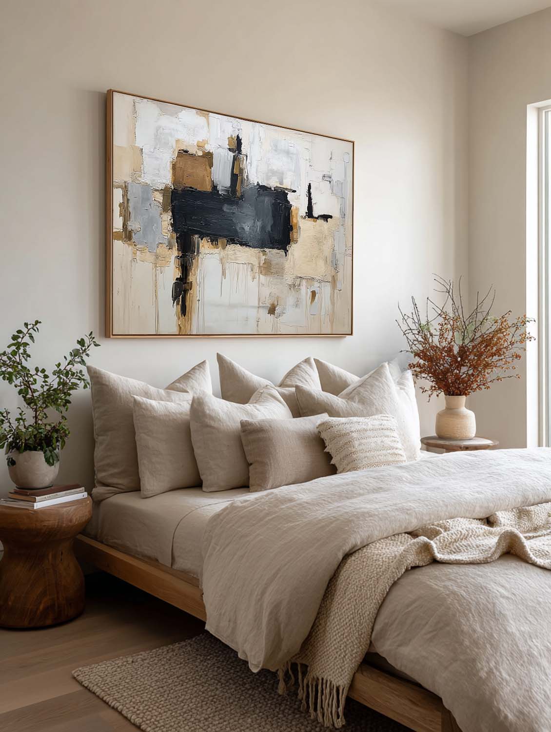 Large Neutral Beige And Gray Texture Painting Original Beige And Black Abstract Canvas Art Minimalist Beige Texture Canvas Art