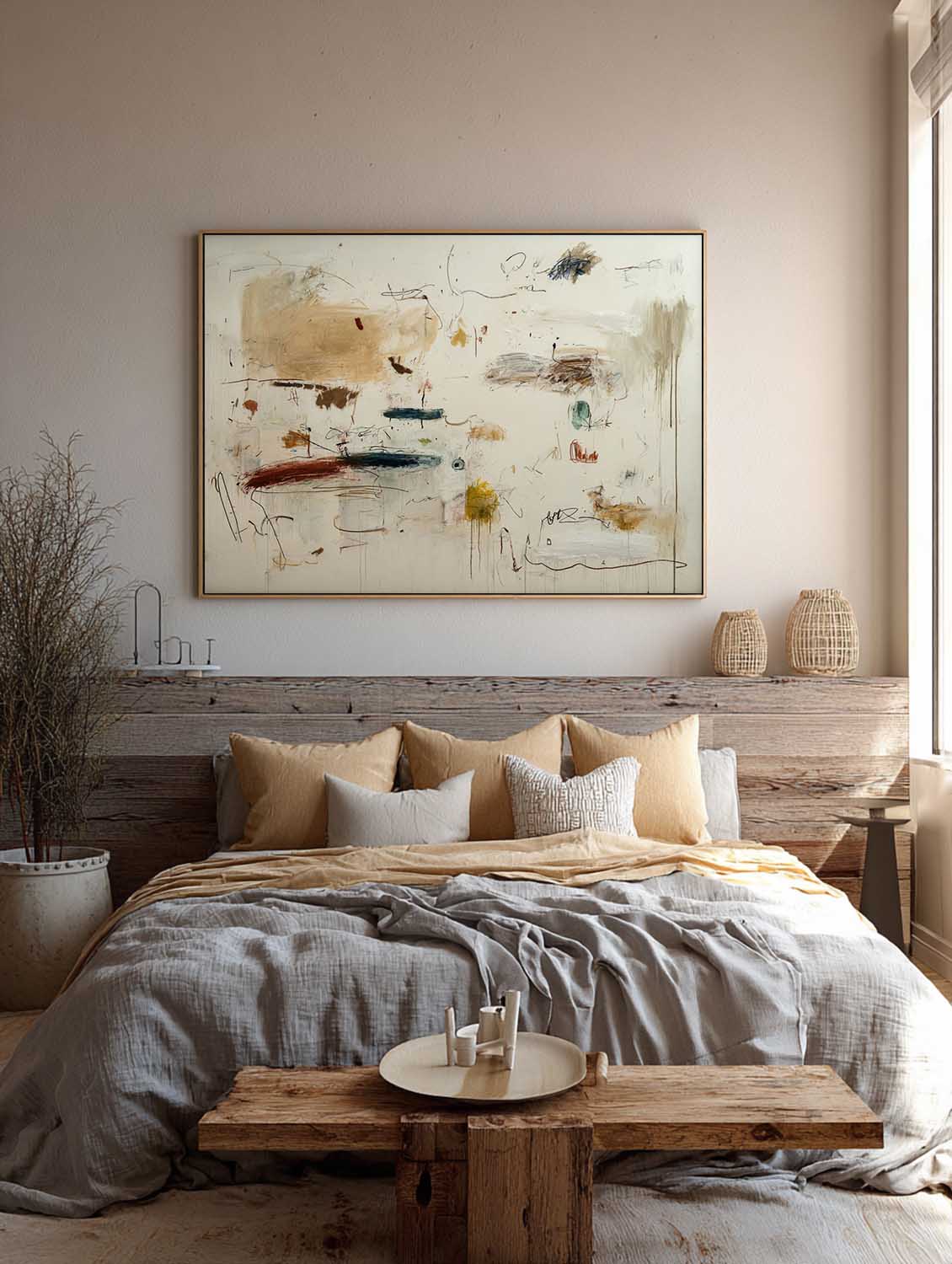 Handmade Neutral Beige Abstract Oil Painting Large Neutral Beige Abstract Canvas Artwork Original Beige Oil Painting