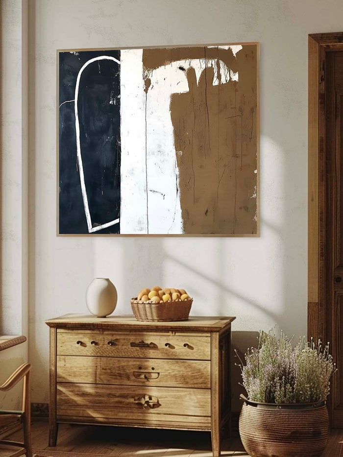 Large Vintage Black & Brown Canvas Art Retro Black And Brown Wall Decor ...