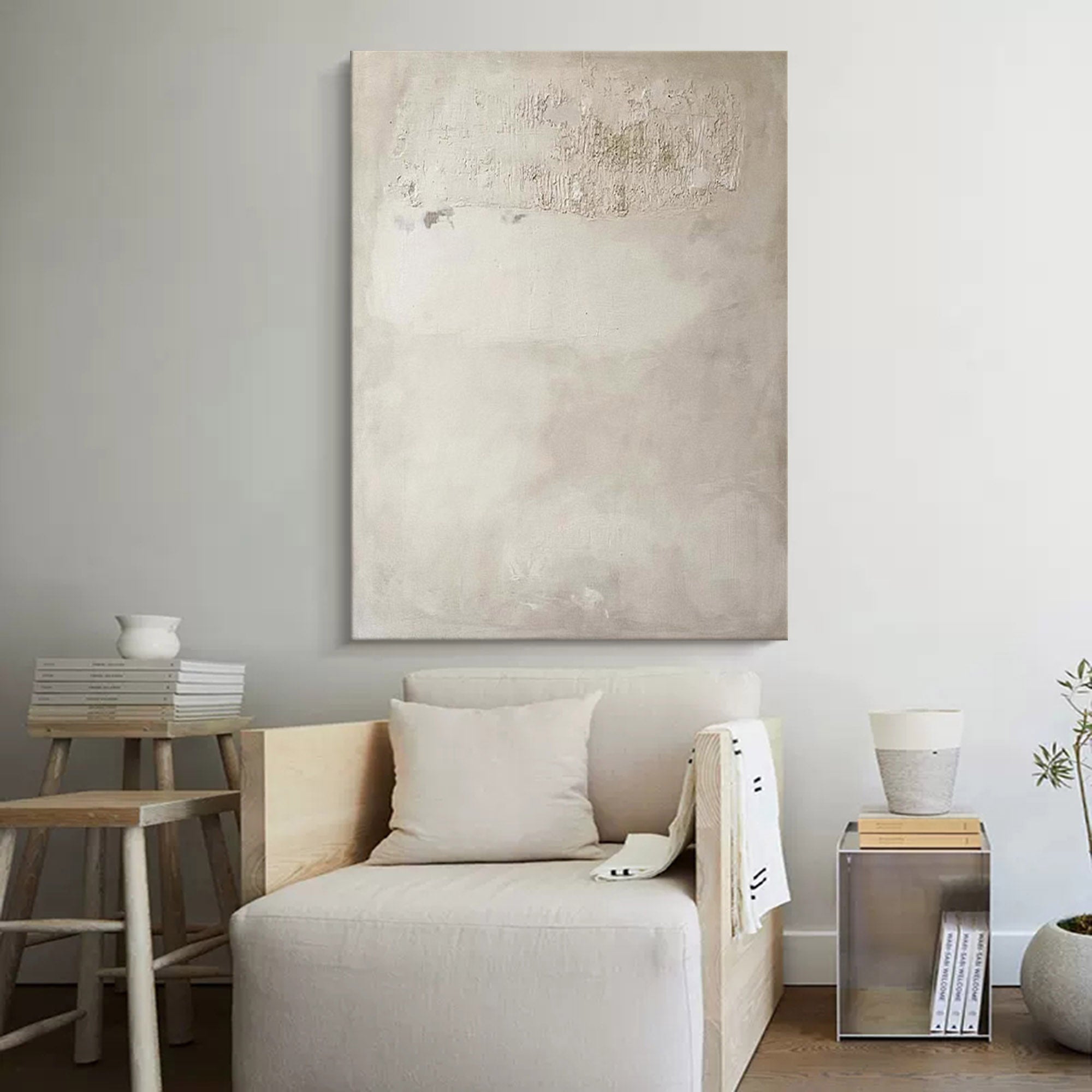 Beige Minimalist Wall Art Beige Texture Wall Art Beige Minimalist Painting on Canvas