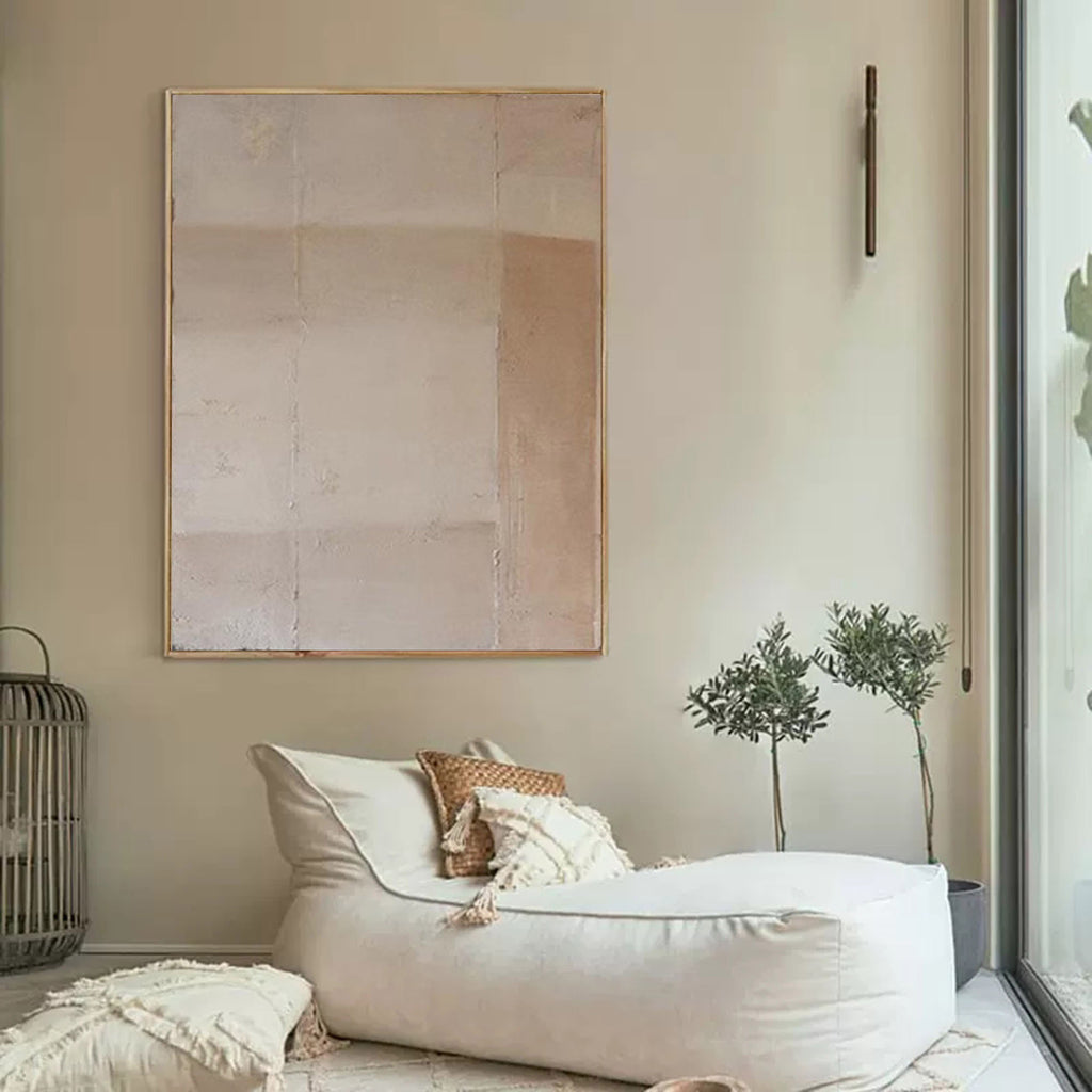 Beige Abstract Canvas Wall Art Minimalist Beige Textured Painting Wabi