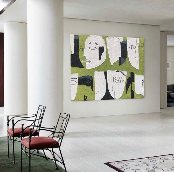 Minimalist Abstract Portrait Painting Framed Minimalist Art Of People For Living Room