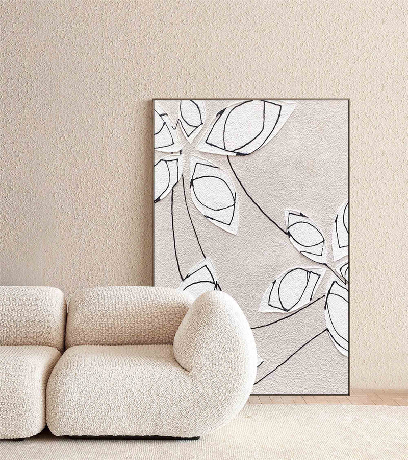 Warm Texture Flower Abstract Minimalist Wall Art Minimal Floral Painting On Canvas Acrylic